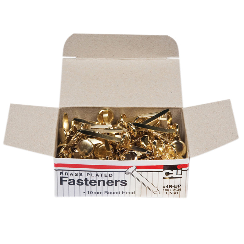 Charles Leonard Brass Paper Fasteners, 1", 100 Pack (CHL 4RBP)