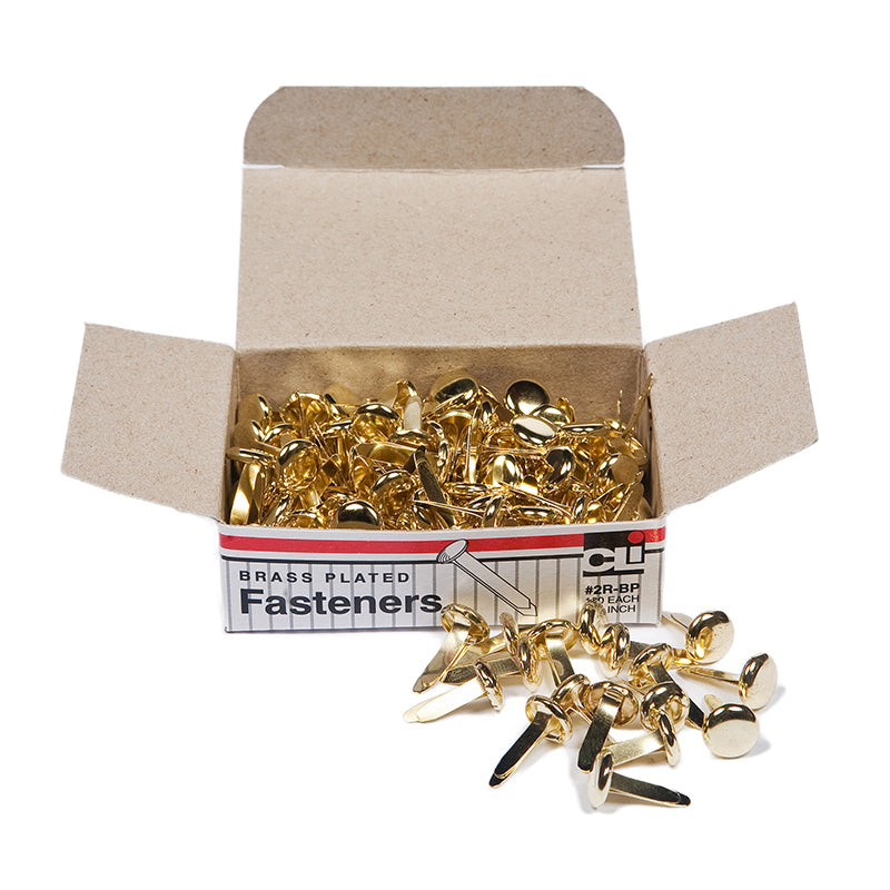 Charles Leonard Brass Plated Fasteners, Box of 100, 1/2" Long (CHL 2RBP)