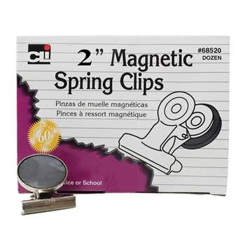 Charles Leonard Magnetic Spring Clips 2" Box of 12 (CHL 68520)