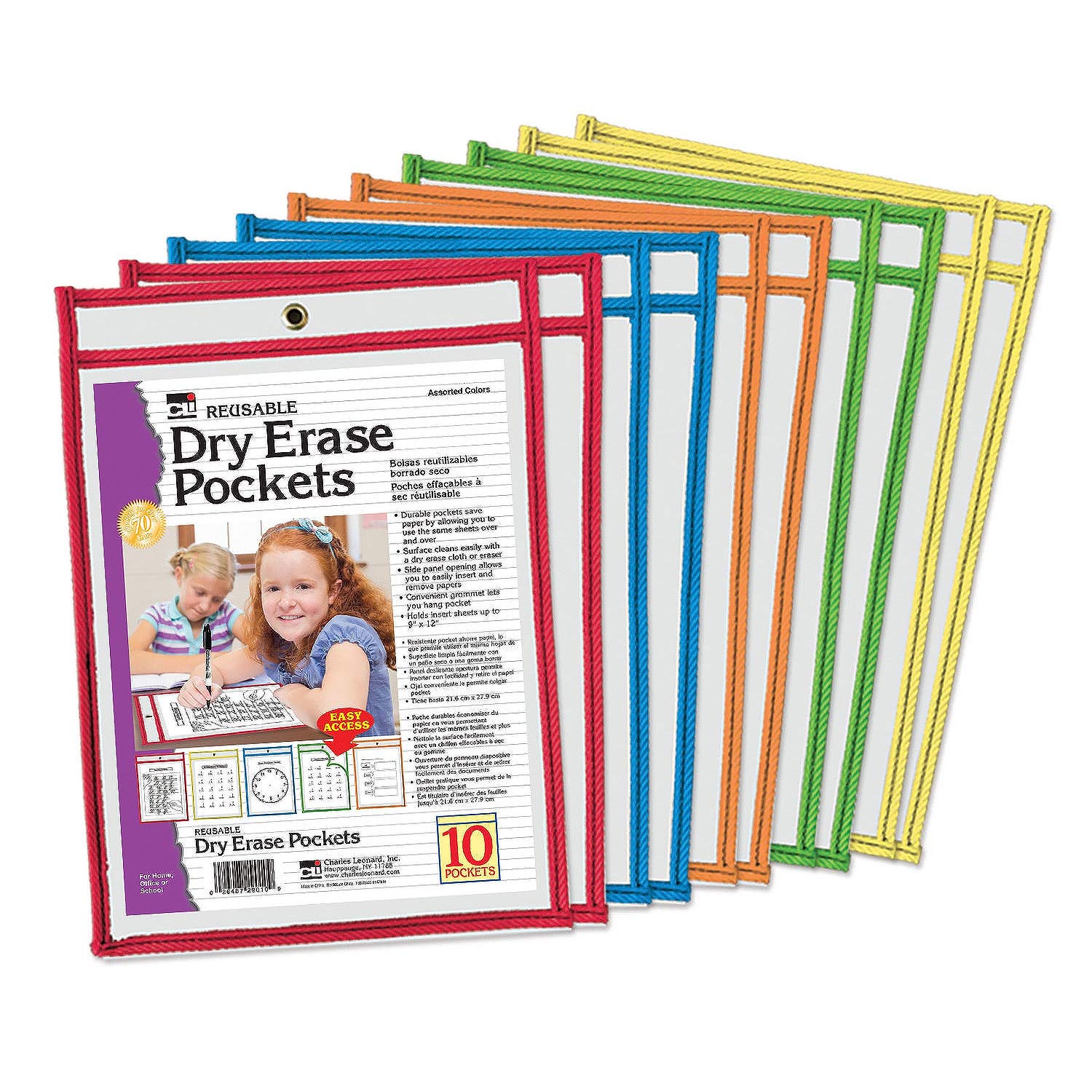 Charles Leonard Reusable Dry Erase Pockets, Pack of 10 (CHL 29010)
