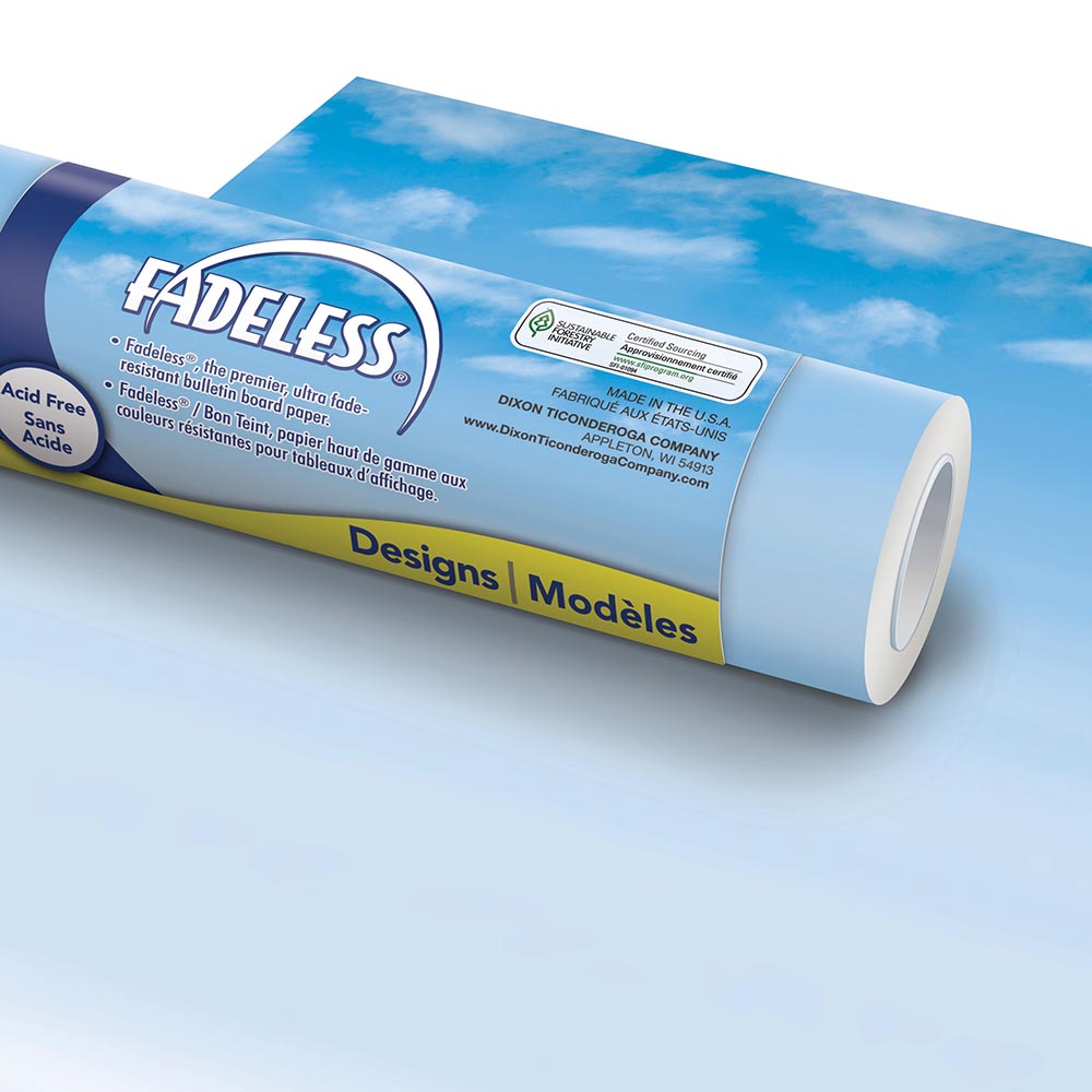 Pacon Fadeless Bulletin Board Paper, Wispy Clouds, 48" x 50' (P 0056935)