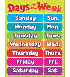 Scholastic Days of the Week Chart (TF2501)