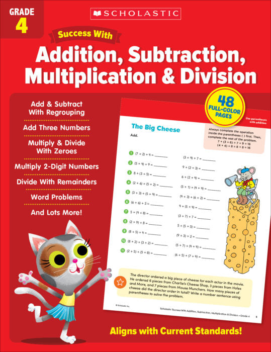 Scholastic Success With Addition, Subtraction, Multiplication & Division Activity Book Grade 4 (SC 735514)