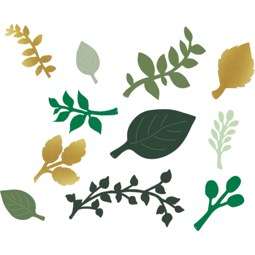 Teacher Created Green and Gold Paper Leaves (TCR 8557)