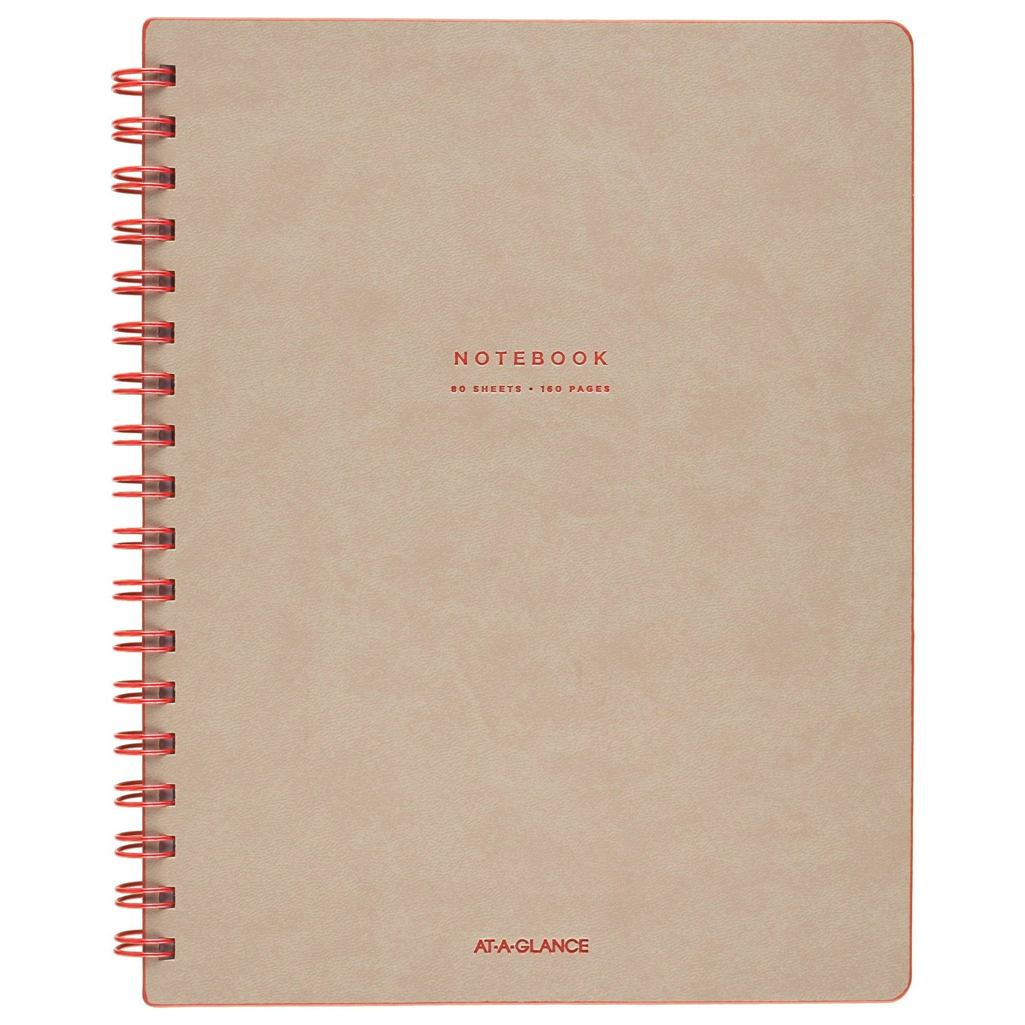 AT-A-GLANCE Collection Twinwire Notebook, 1 Subject, Wide/Legal Rule, Tan/Red Cover, 9.5 x 7.25, 80 Sheets