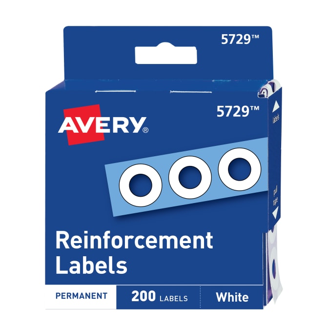 Avery Self-Adhesive Hole Reinforcement Stickers, 1/4" Diameter, Non-Printable, 200 Total (5729)