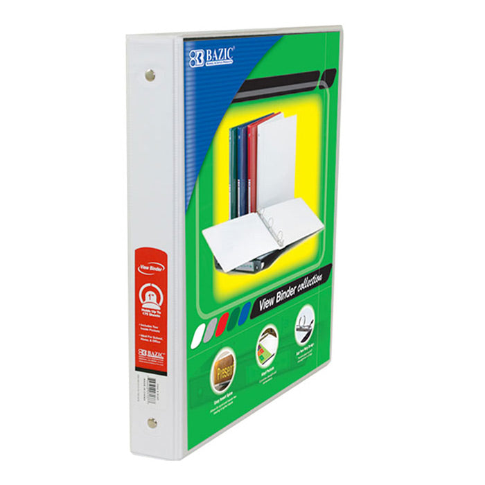 BAZIC 1" WHITE 3-RING BINDER W/2-POCKETS