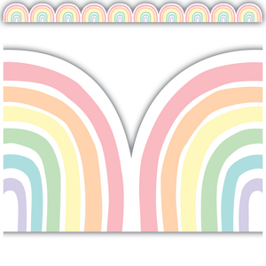Teacher Created Pastel Pop Rainbows Die-Cut Border Trim, 2'' x 35'' (TCR 8431)