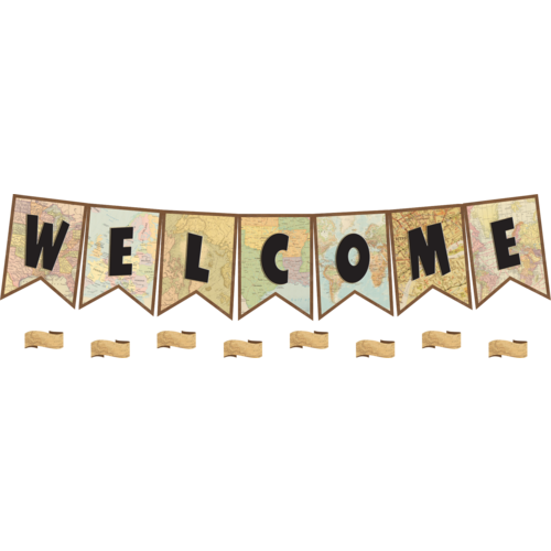 Teacher Created Travel the Map Pennants Welcome Bulletin Board (TCR 8568)