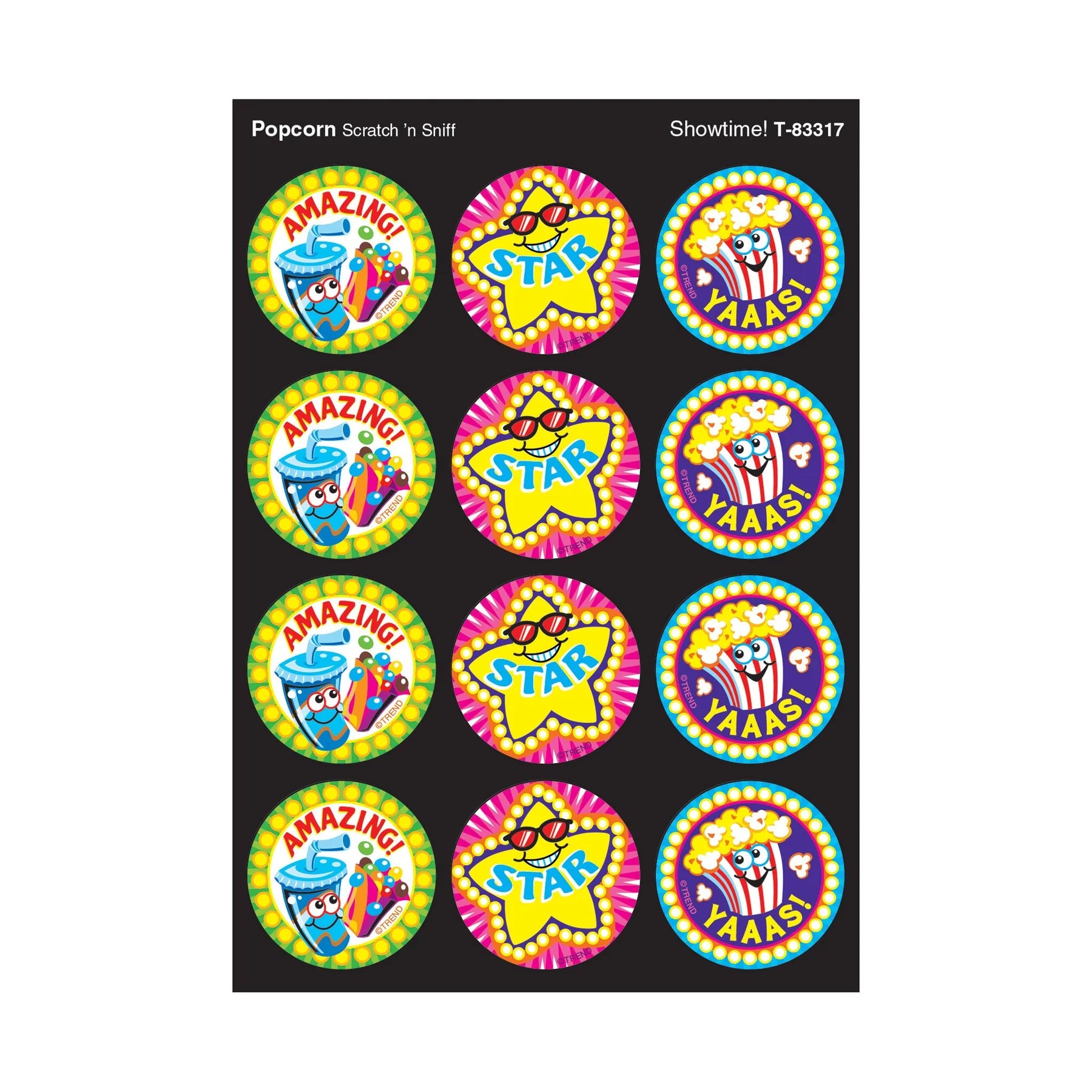 Trend Showtime! Popcorn scent Scratch 'n Sniff Stinky Stickers  Large Round (T 83317)