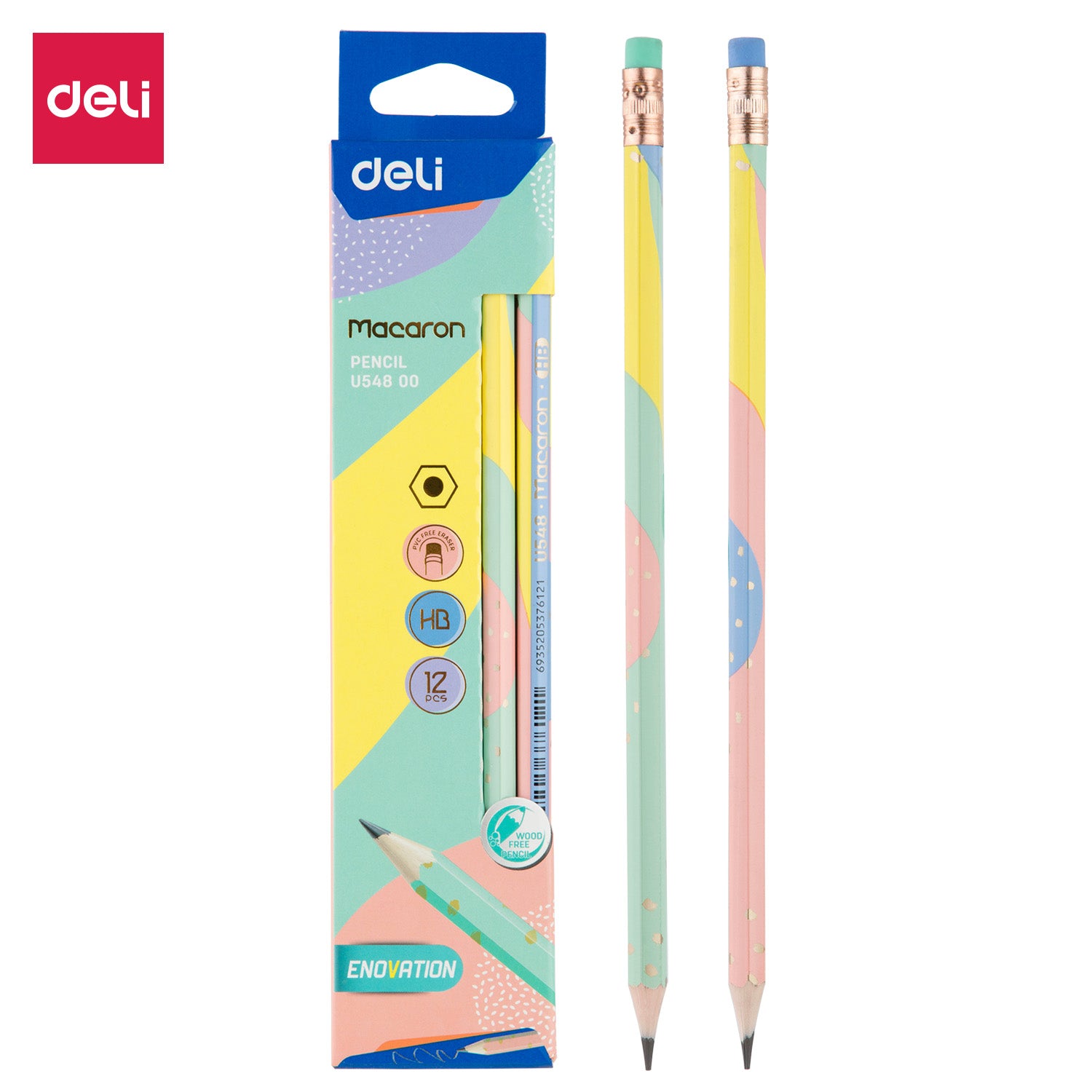 PENCIL MACARON - PRESHARPENED 12PK - HB W/ERASER