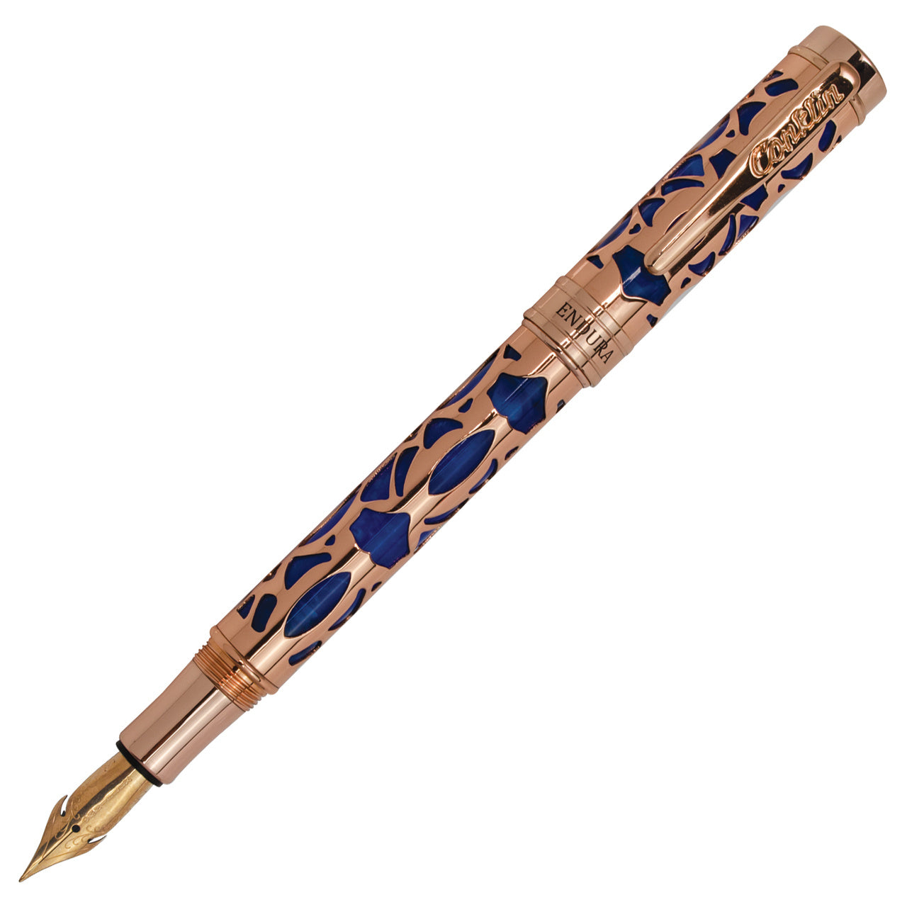 Conklin Endura Deco Crest Fountain Pen - Blue with Rose GoldExtra-Fine