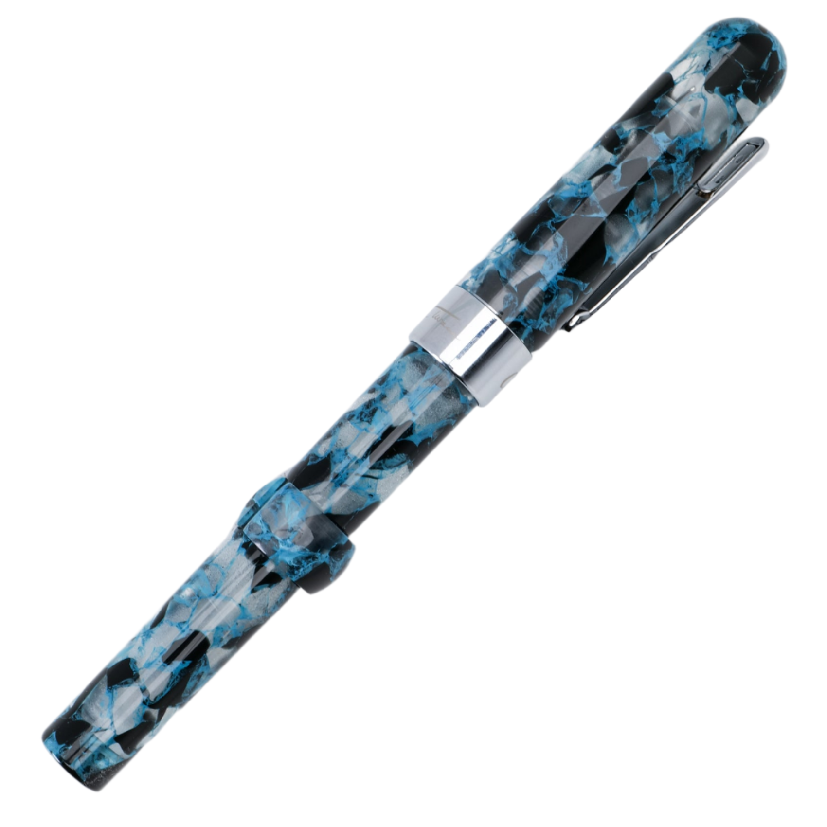 Conklin Mark Twain Demonstrator Fountain Pen - Blue Array with Chrome TrimExtra-Fine