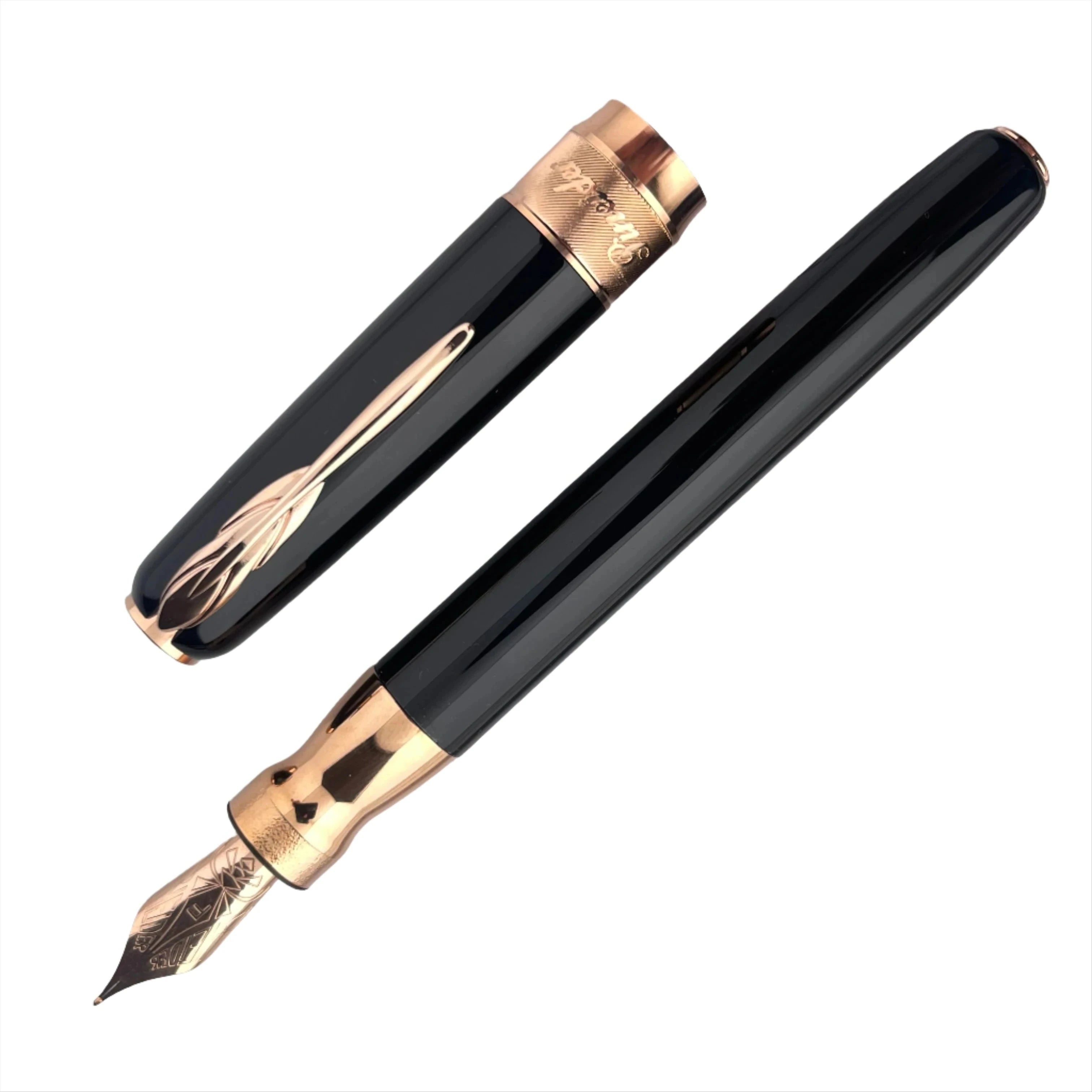Pineider Classic Fountain Pen - Black with Rose Gold TrimExtra Fine