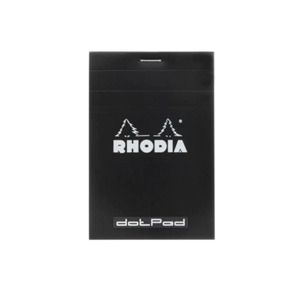 Rhodia #12 Top Staplebound Dot Grid A7  Notepad - Black