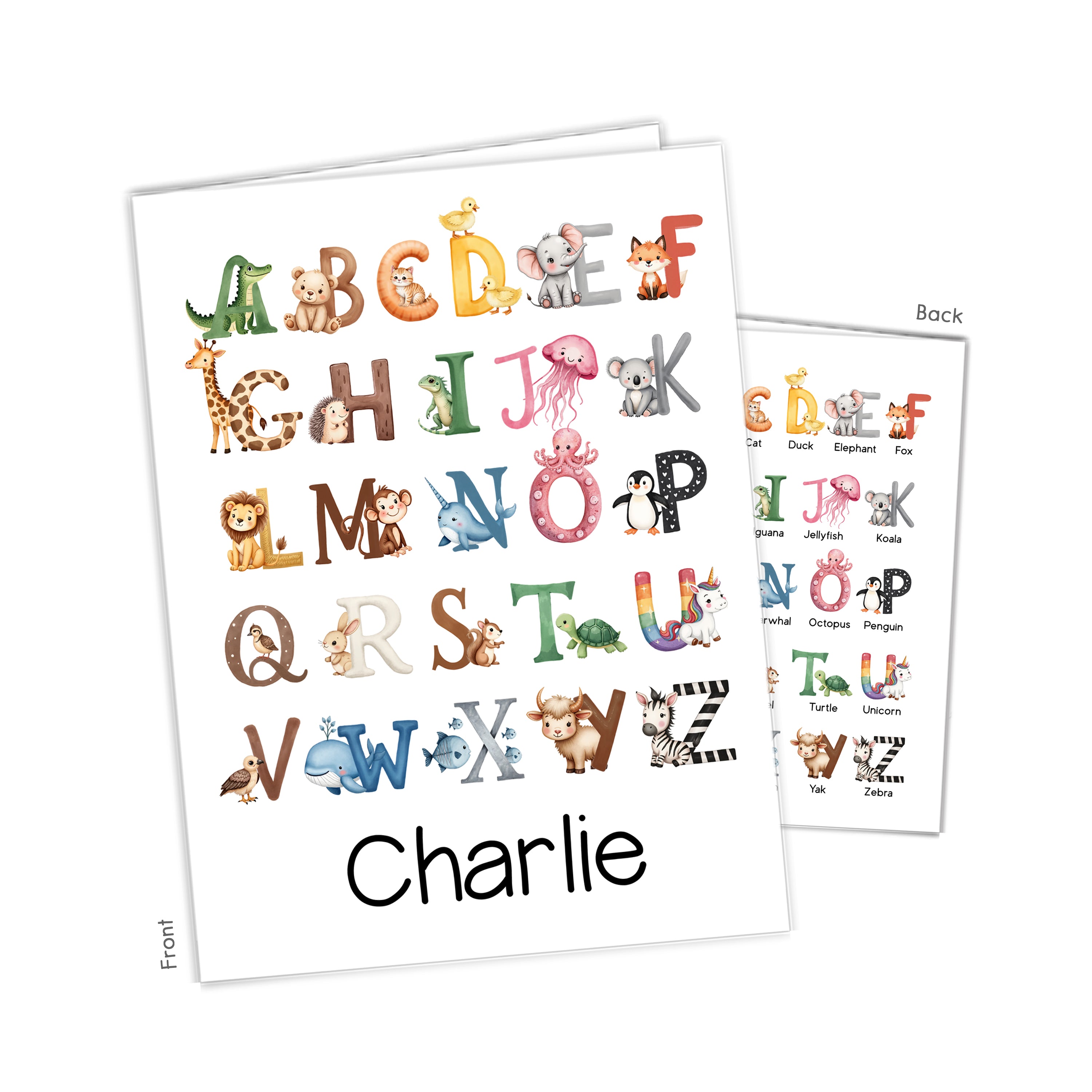 Alphabet Animals Personalized Custom 2-Pocket Folder  School Office Supplies1 - 2Pocket Folder