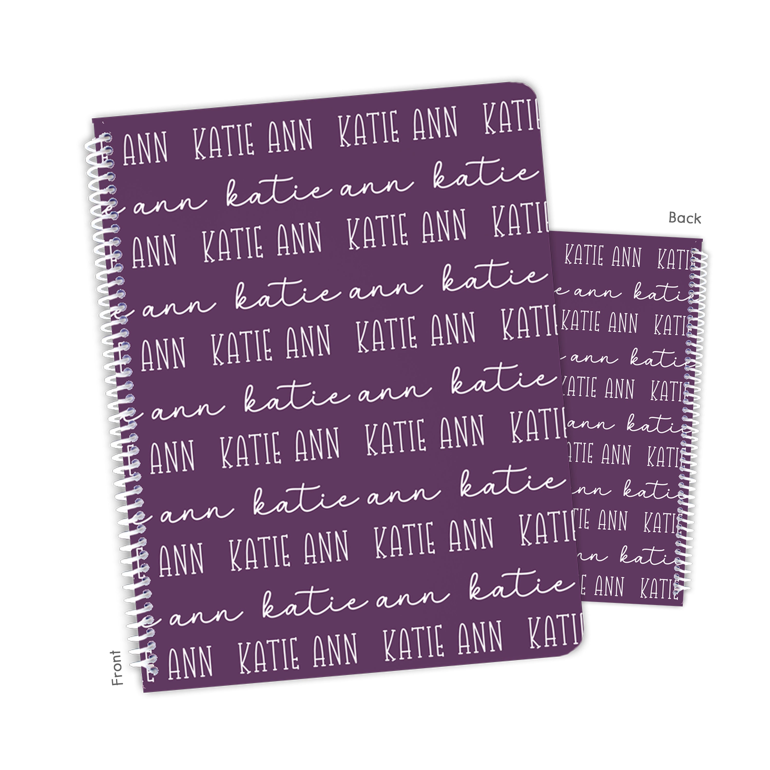 ANY COLOR Repeat Name Personalized Custom Notebook or Sketchbook  School Office SuppliesNotebook (wide ruled, lined pages)