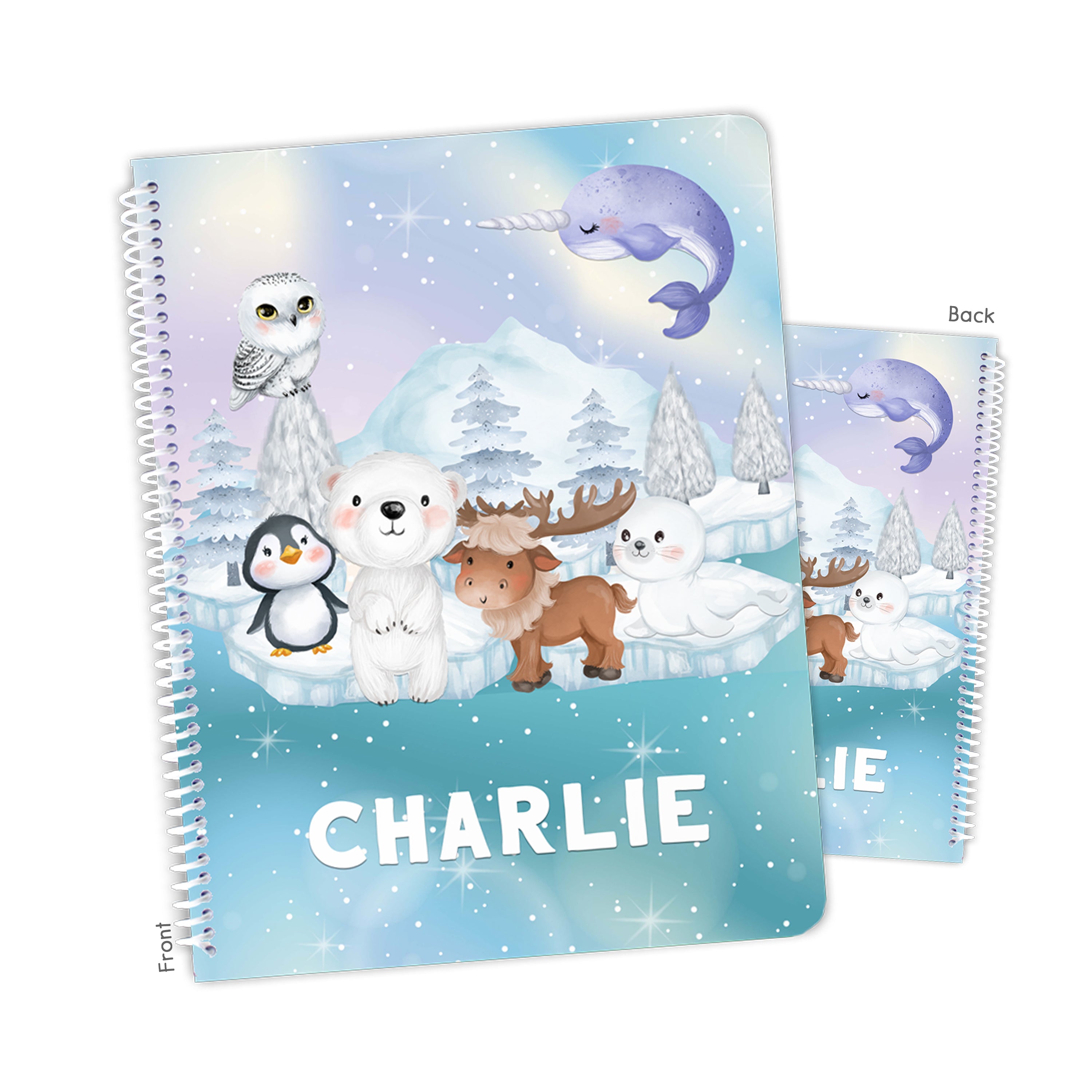 Arctic Animals Personalized Custom Notebook or Sketchbook  School Office SuppliesNotebook (wide ruled, lined pages)