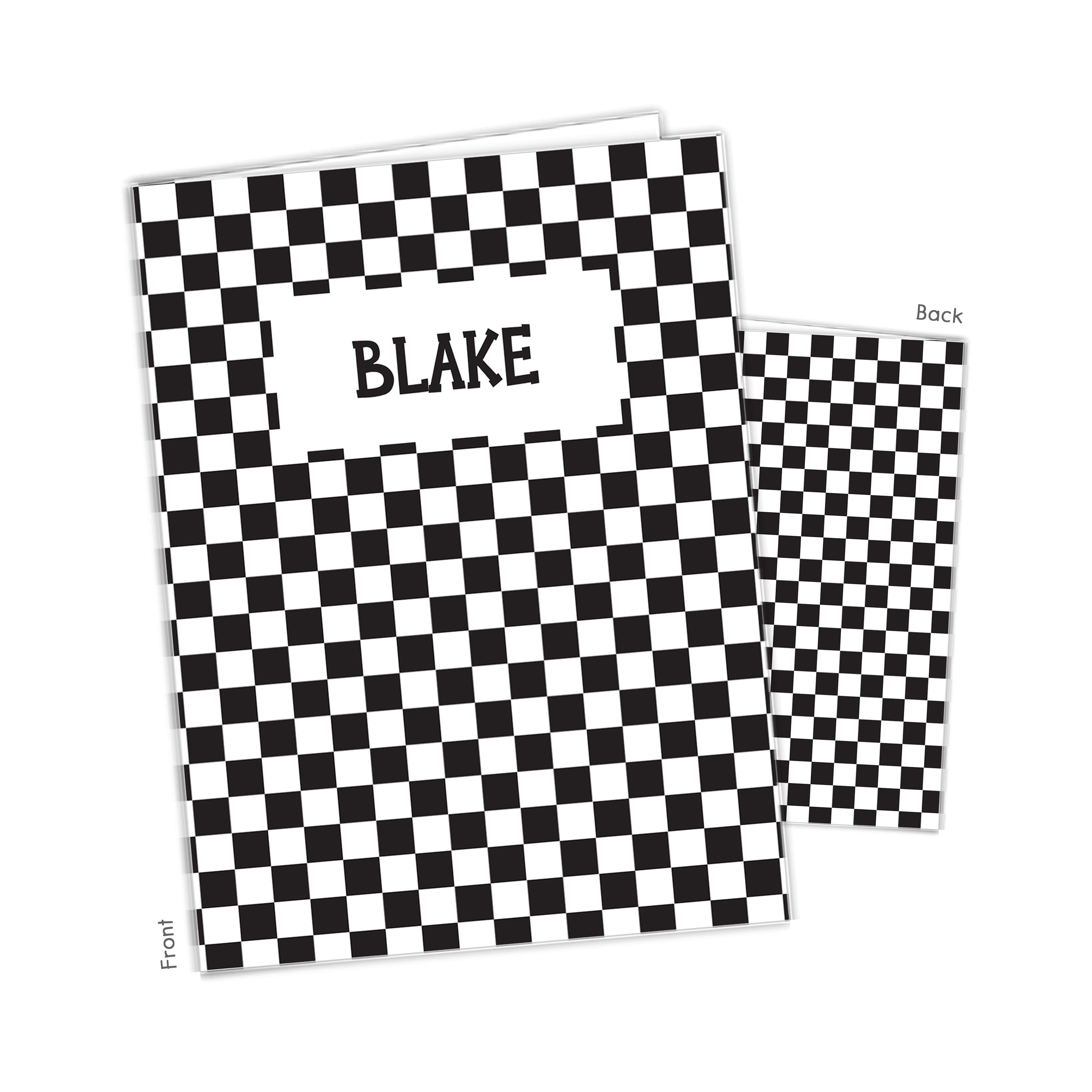 Black White Checks Personalized Custom 2-Pocket Folder  School Office Supplies1 - 2Pocket Folder