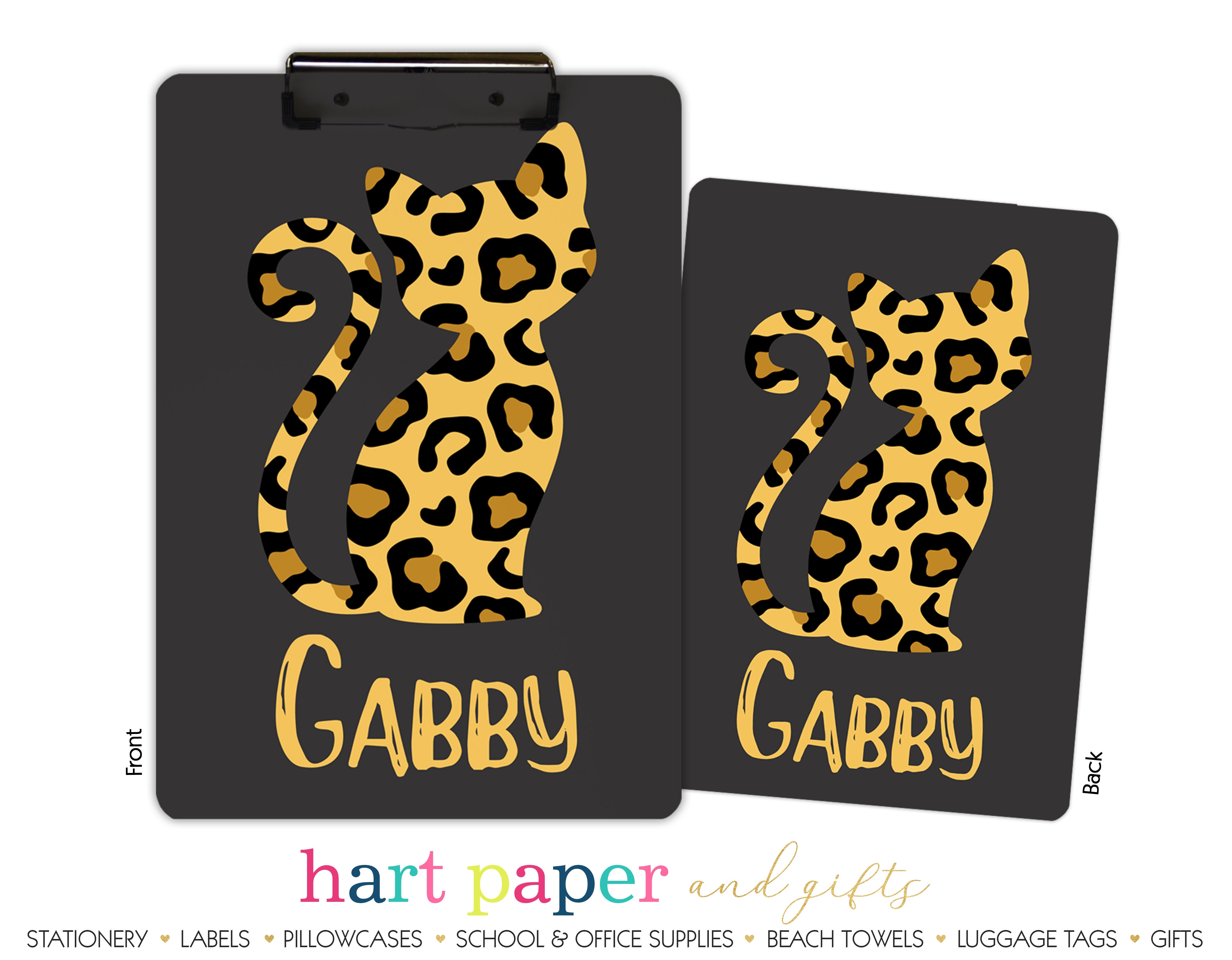 Cheetah Cat Personalized Custom Clipboard  School Office Supplies2 Sided Clipboard - Printing on Both Sides