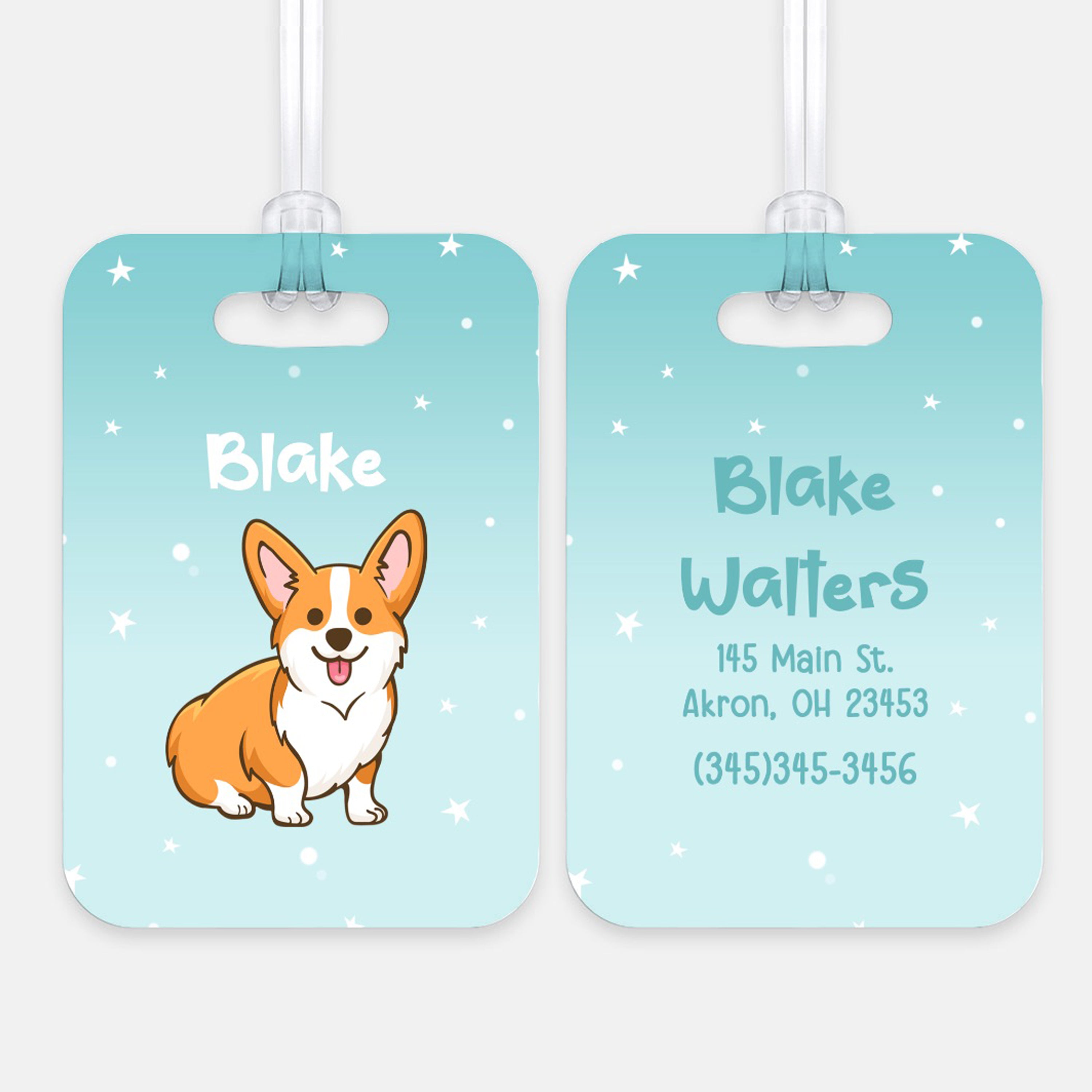 Corgi Dogs Luggage Bag Tag Personalized CustomAluminum Tag