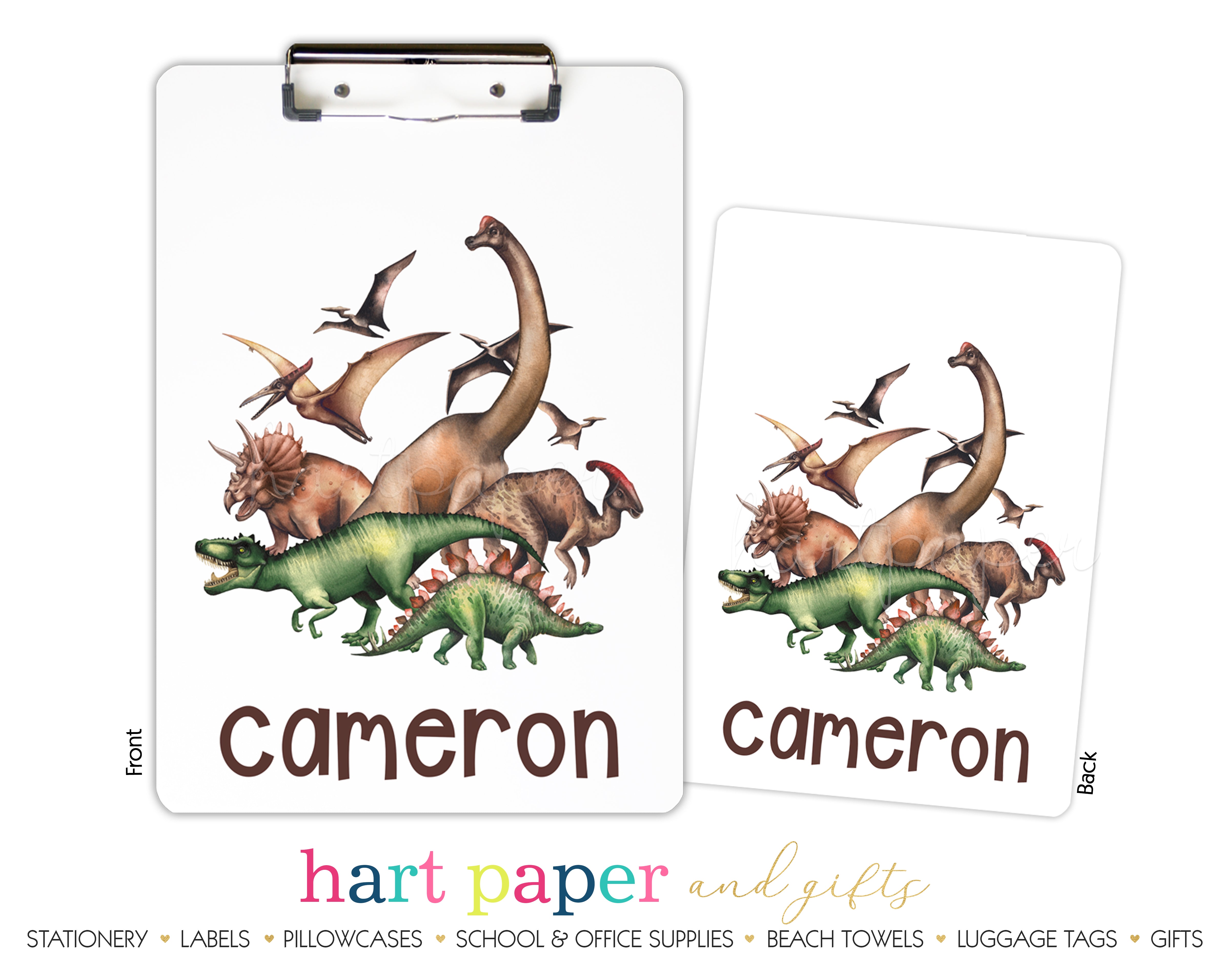 Dinosaur Personalized Custom Clipboard  School Office Supplies2 Sided Clipboard - Printing on Both Sides