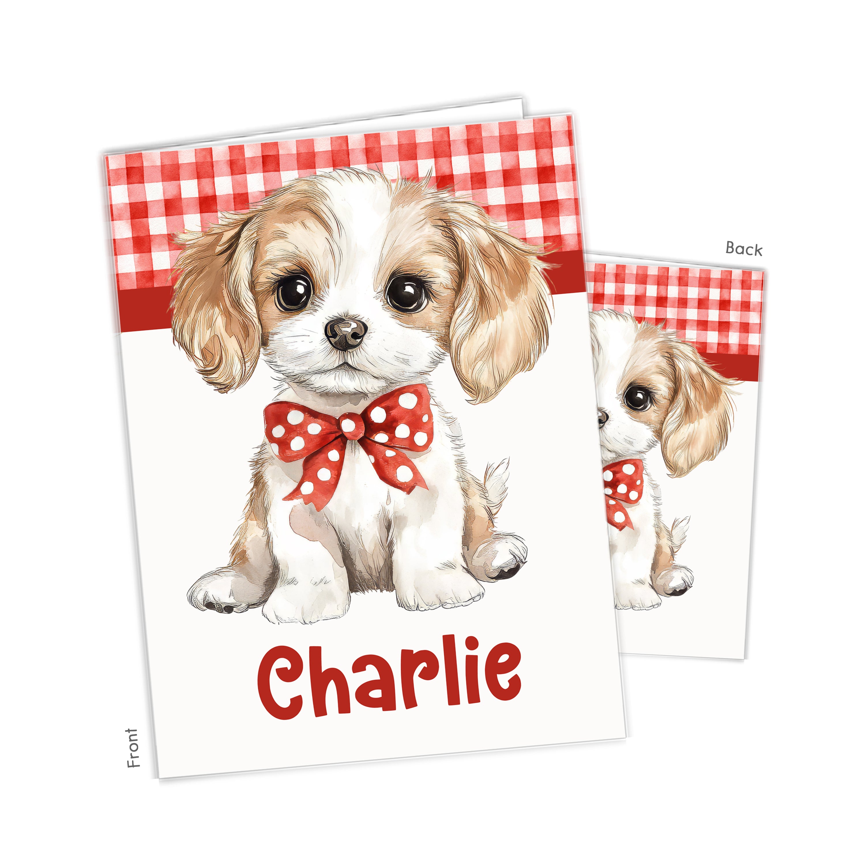 Dog Puppies Gingham Personalized Custom 2-Pocket Folder  School Office Supplies1 - 2Pocket Folder