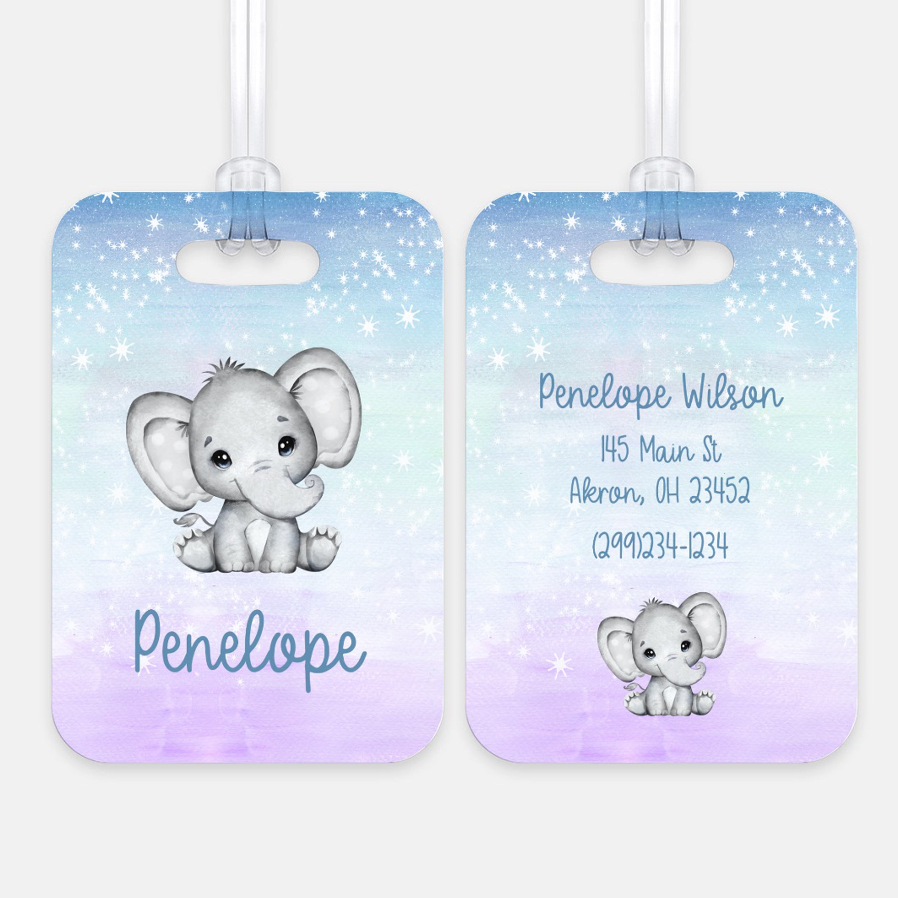 Elephant Rainbow Luggage Bag Tag Personalized CustomAluminum Tag