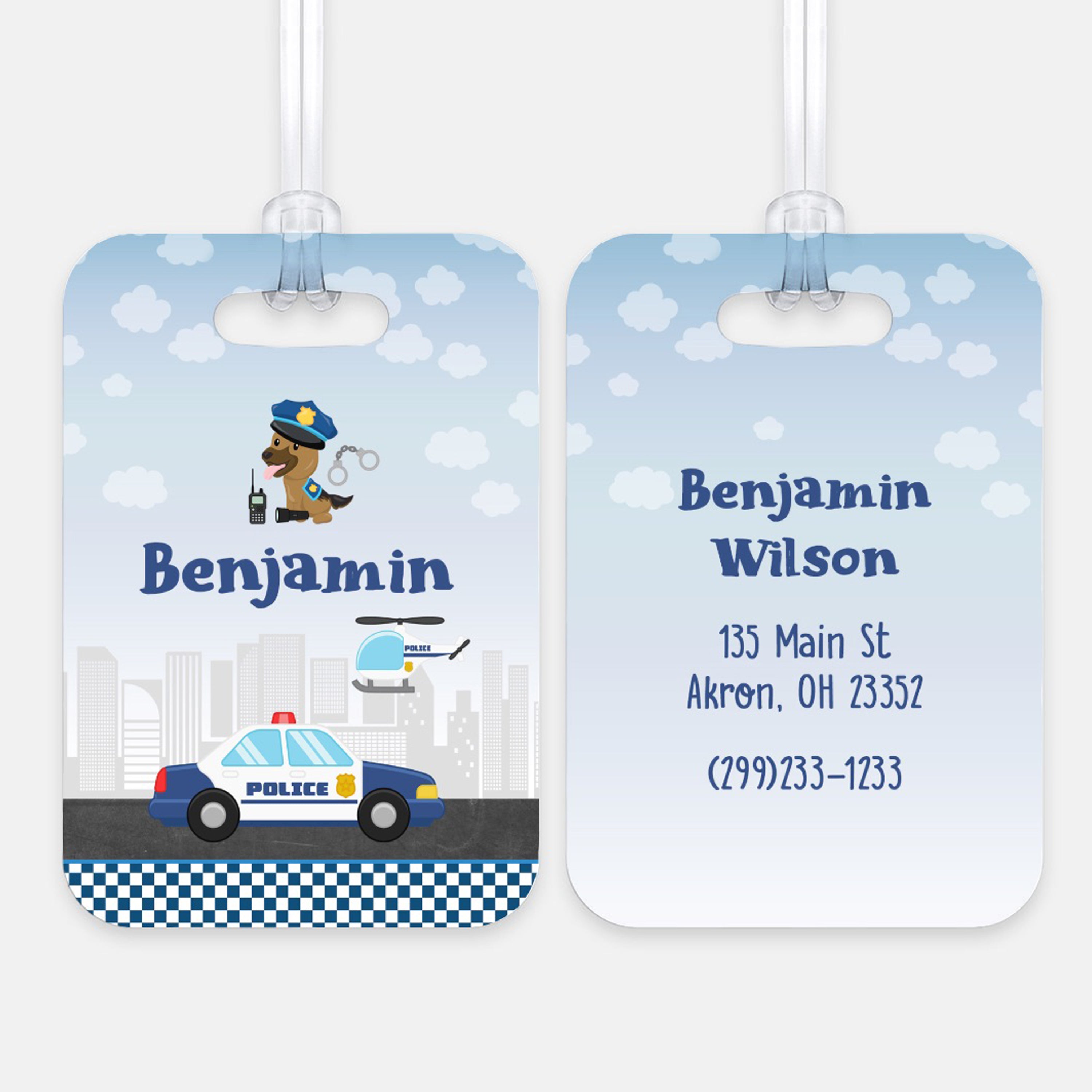 Police Car Luggage Bag Tag Personalized CustomAluminum Tag