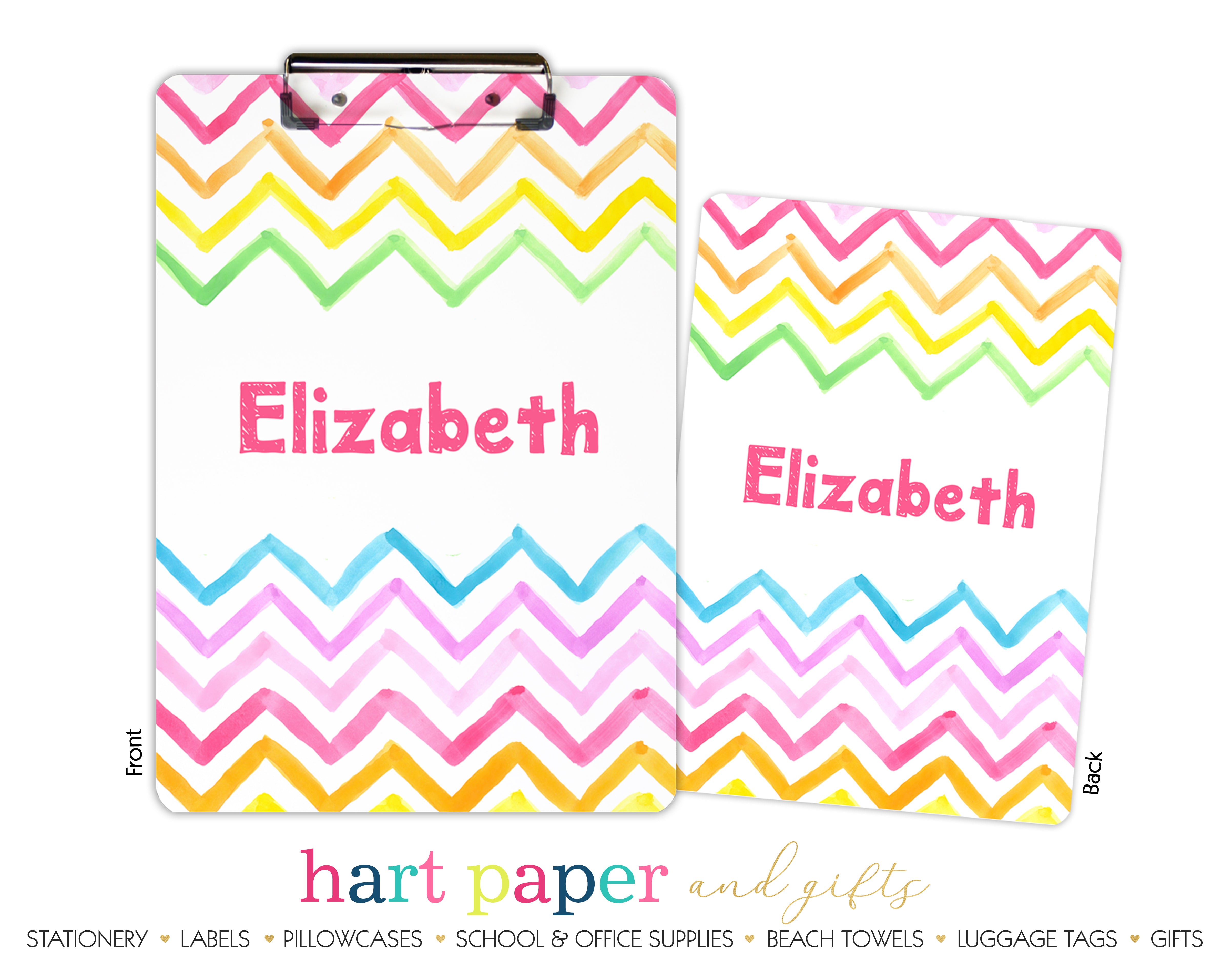 Rainbow Chevron Personalized Custom Clipboard  School Office Supplies2 Sided Clipboard - Printing on Both Sides