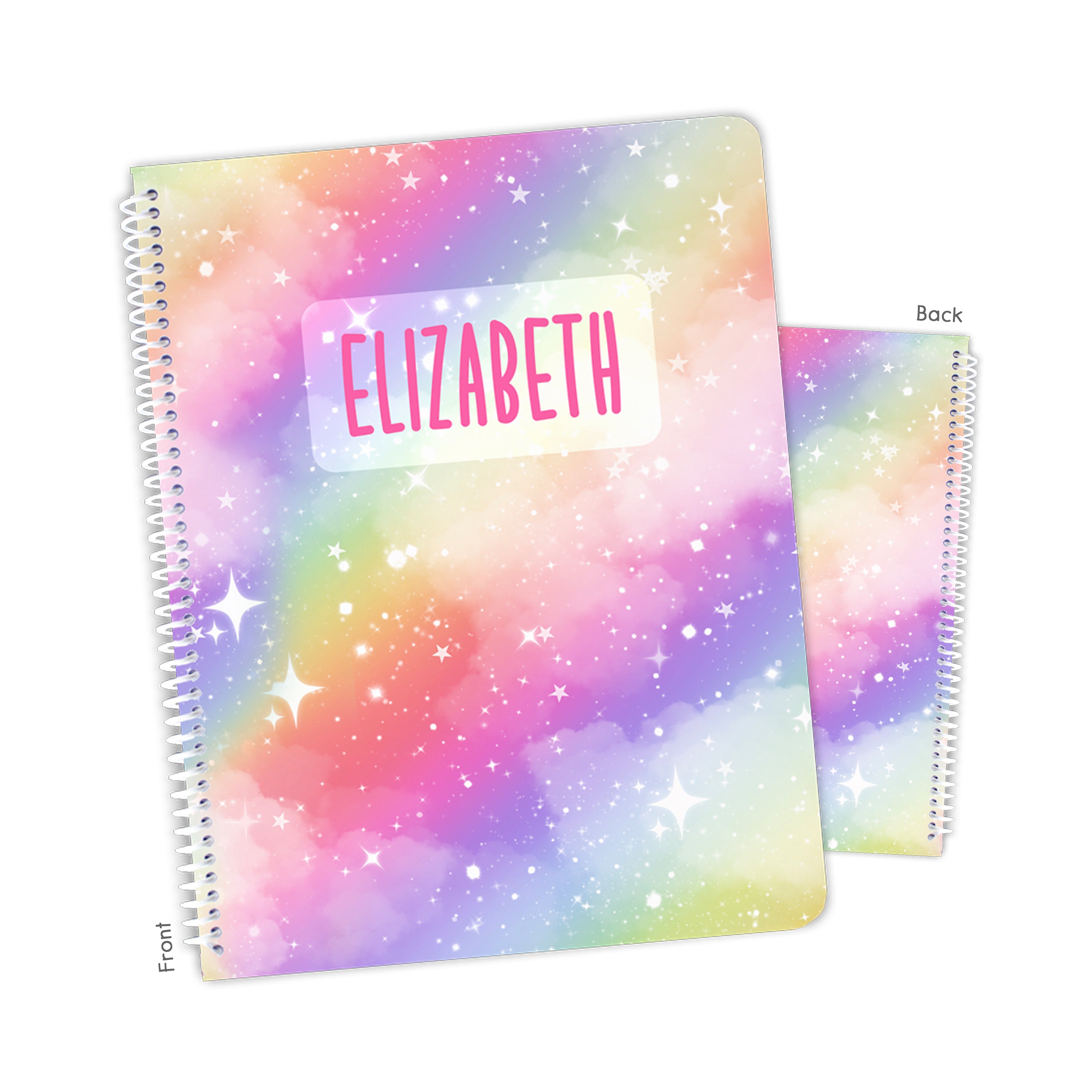 Rainbow Galaxy Stars Space Personalized Custom Notebook or Sketchbook  School Office SuppliesNotebook (wide ruled, lined pages)