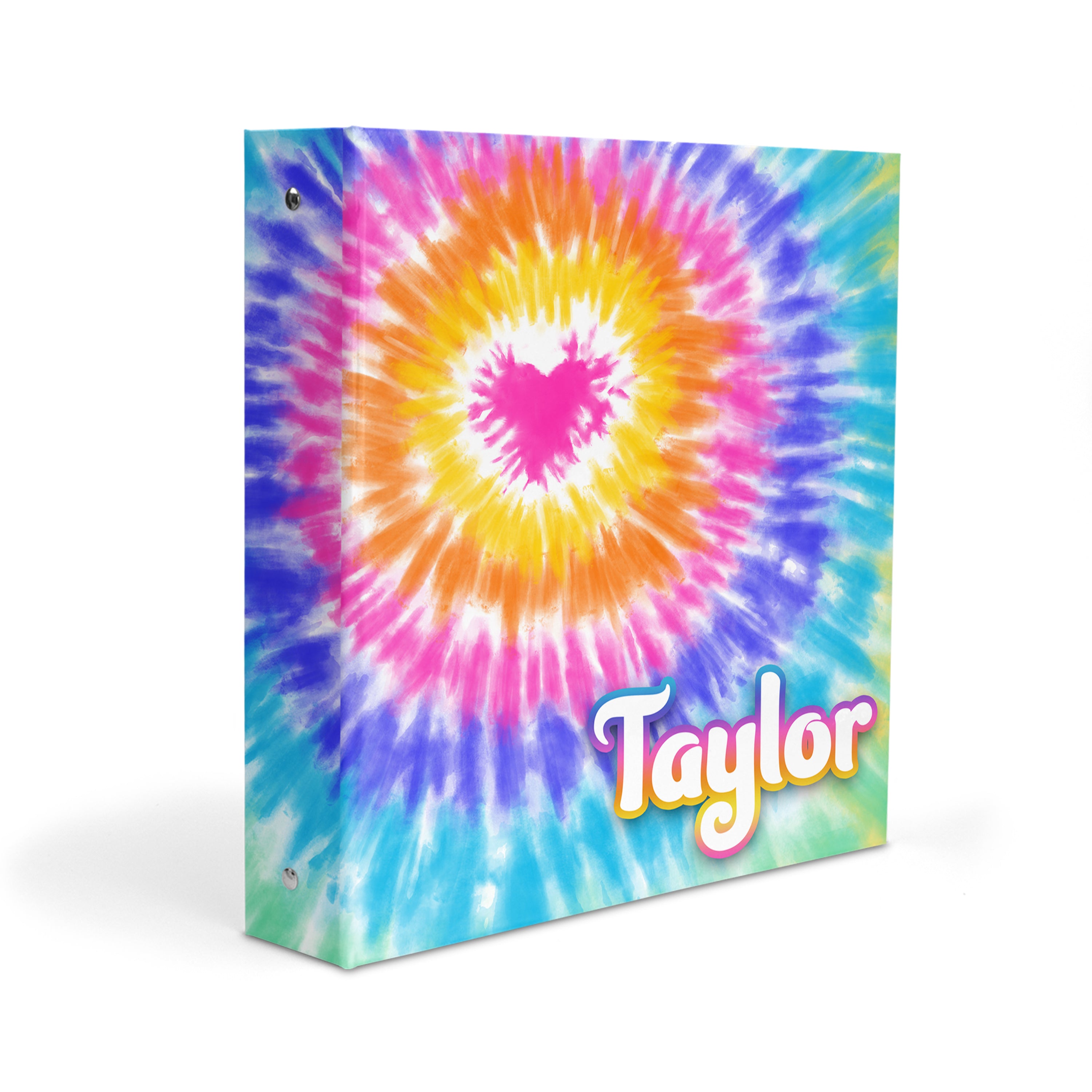 Rainbow Heart Tie Dye Personalized Custom 2" 3 Ring Binder  School Office Supplies