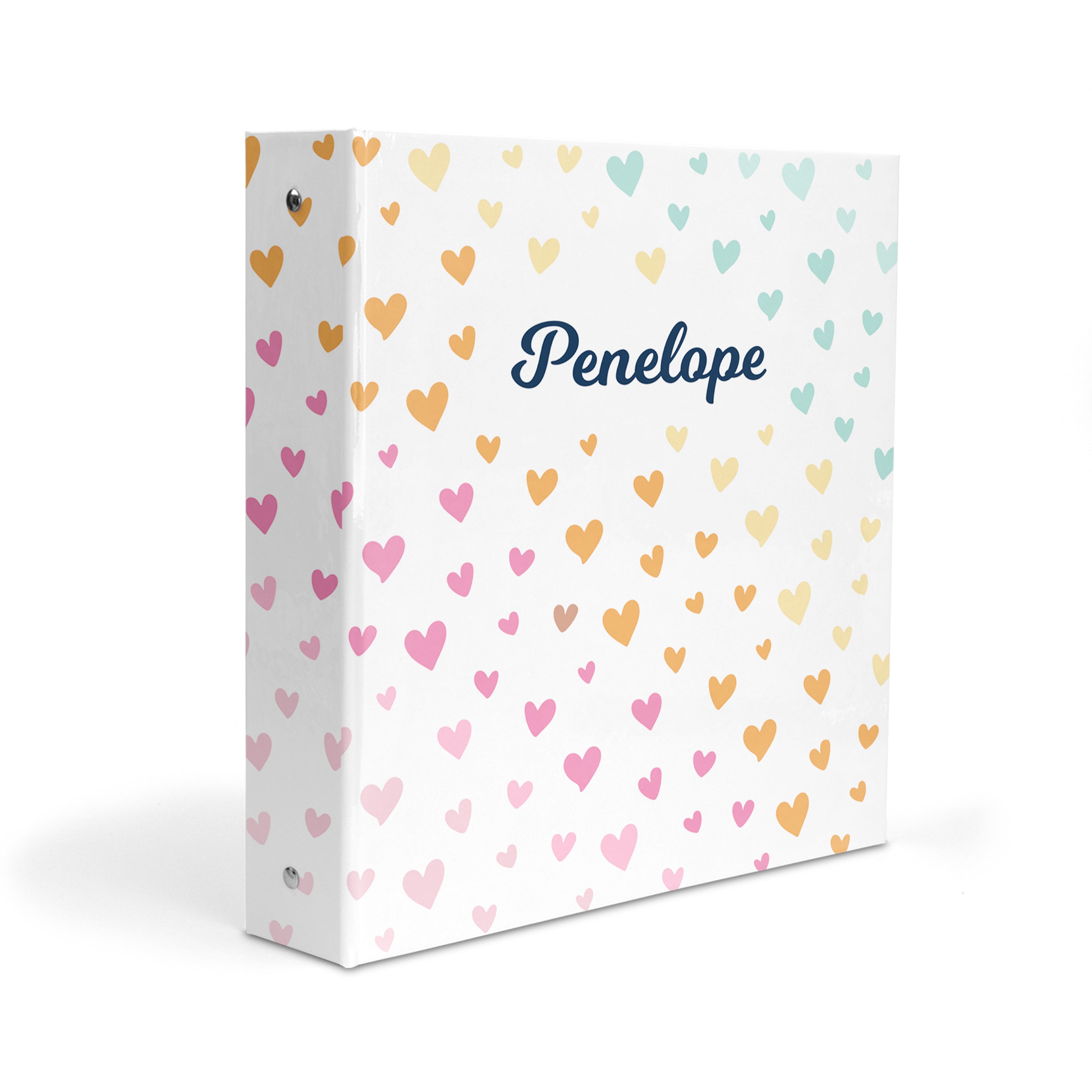 Rainbow Hearts Personalized Custom 2" 3 Ring Binder  School Office Supplies