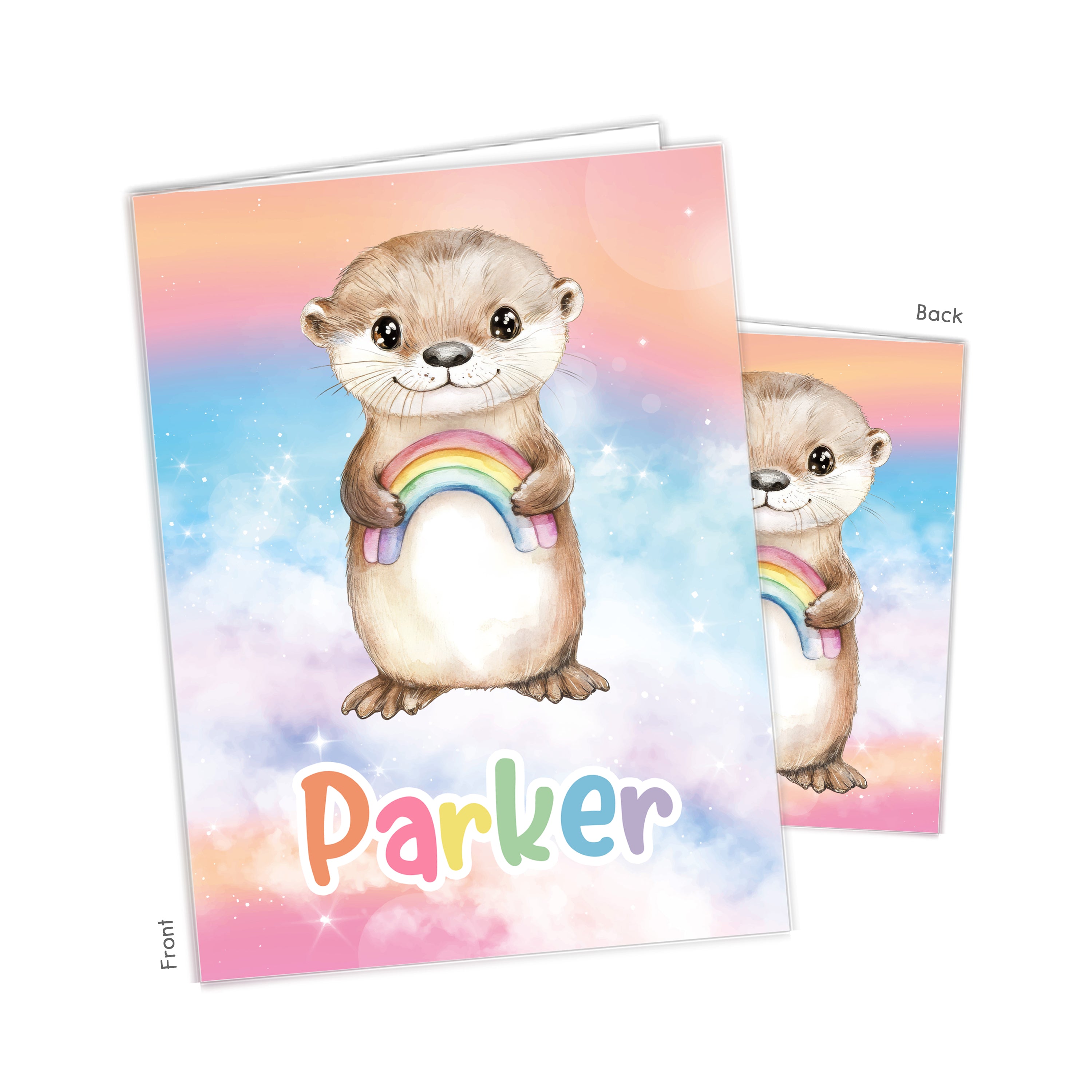 Rainbow Otter Personalized Custom 2-Pocket Folder  School Office Supplies1 - 2Pocket Folder