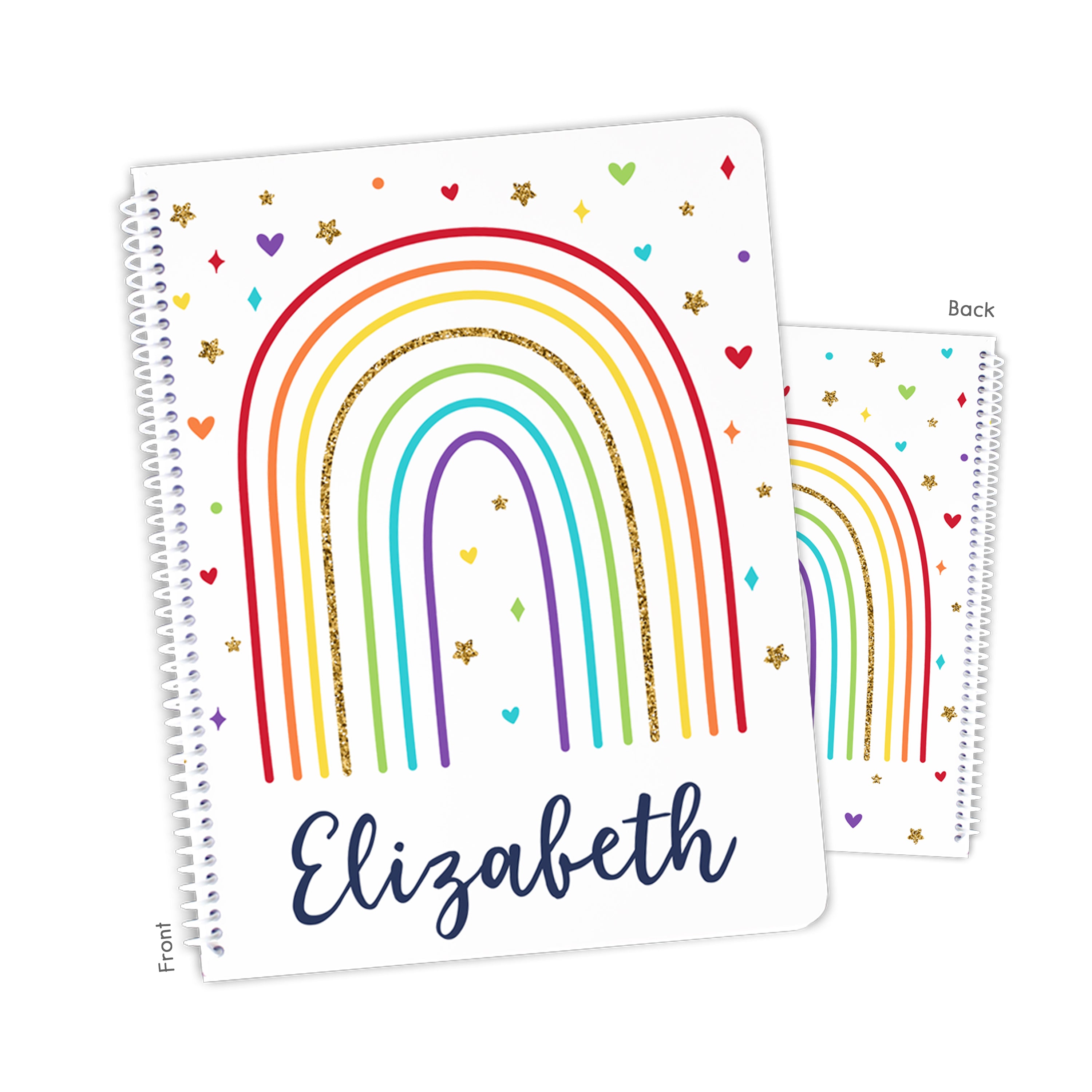 Rainbow Personalized Custom Notebook or Sketchbook  School Office SuppliesNotebook (wide ruled, lined pages)