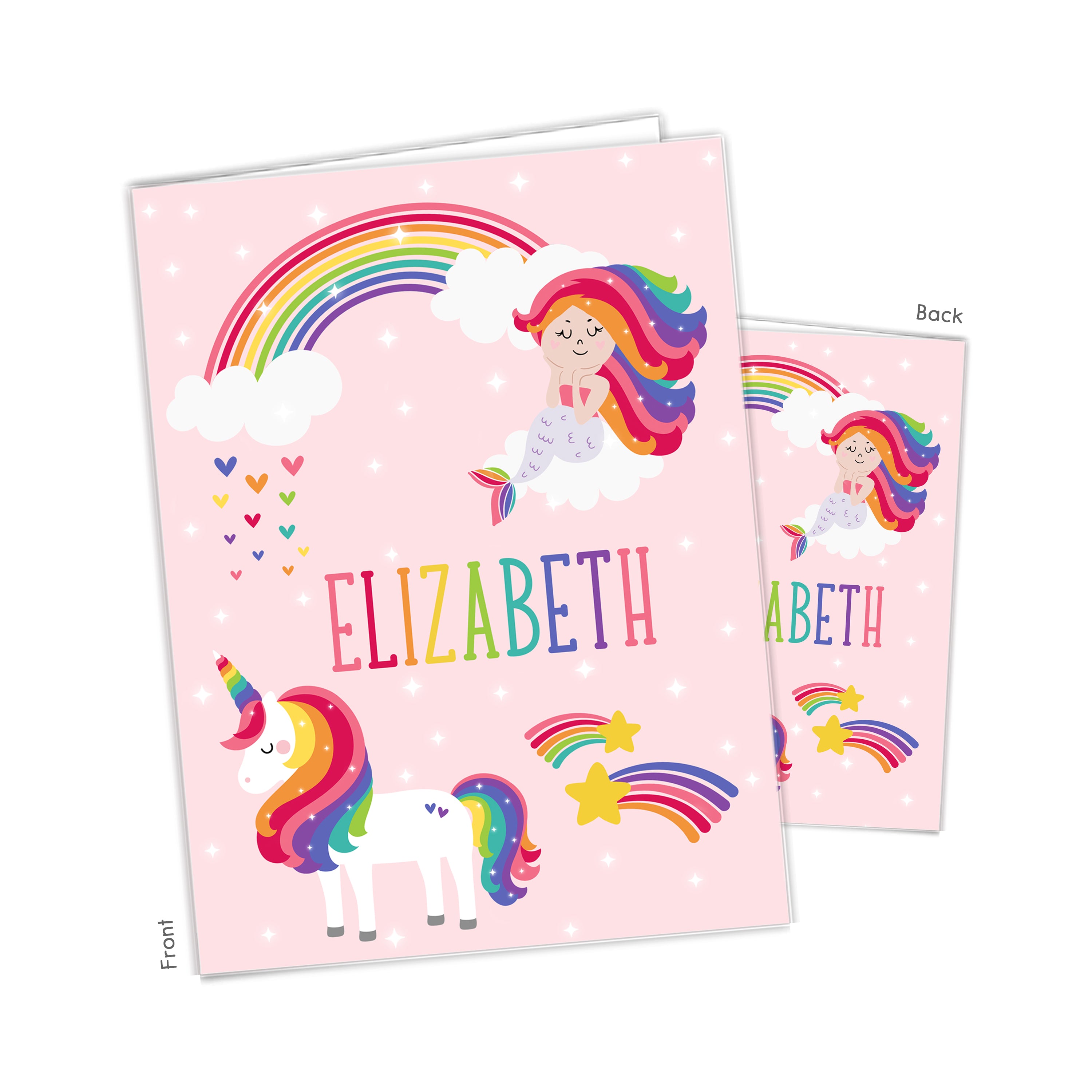 Rainbow Unicorn Mermaid Personalized Custom 2-Pocket Folder  School Office Supplies1 - 2Pocket Folder