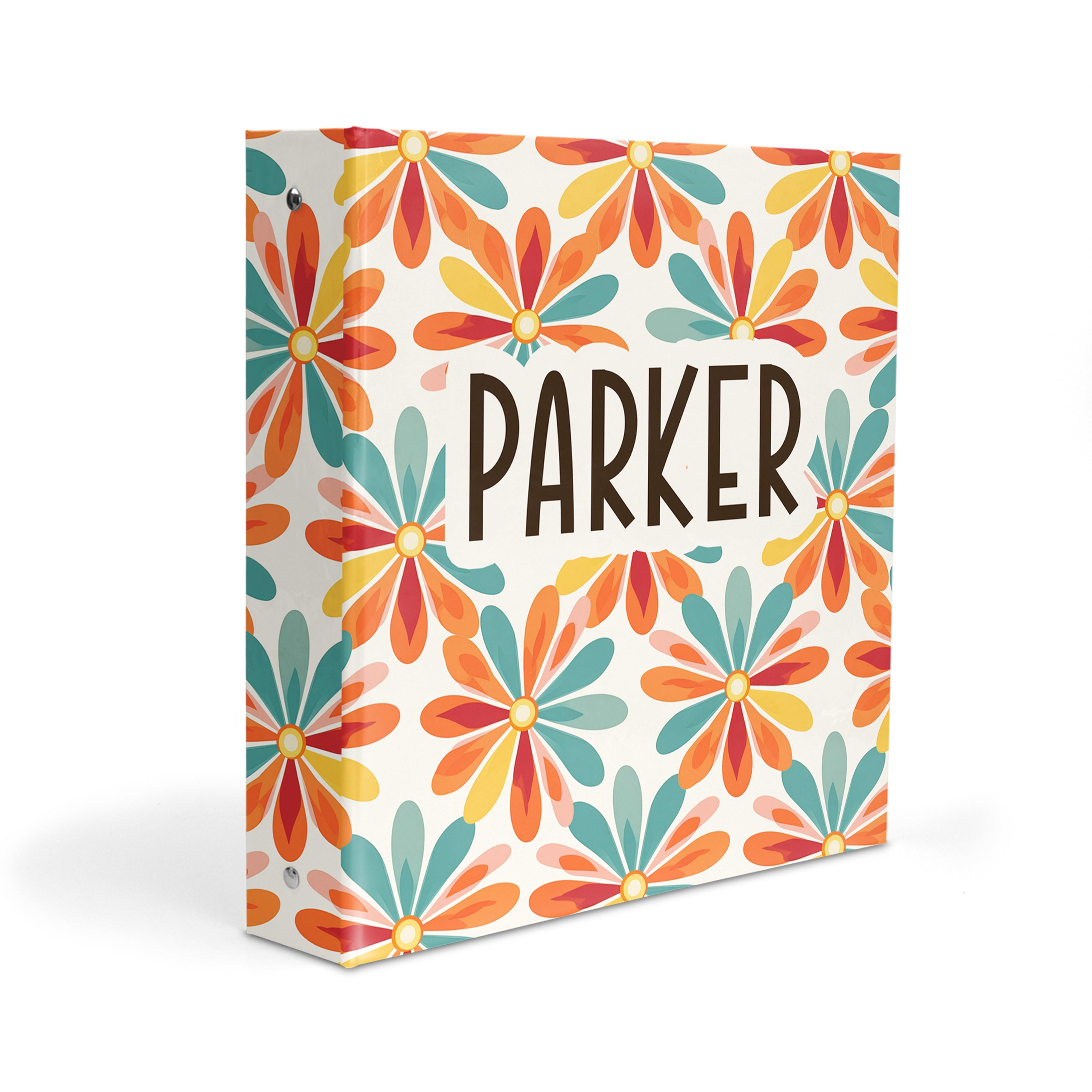 Retro Flowers Personalized Custom 2" 3 Ring Binder  School Office Supplies