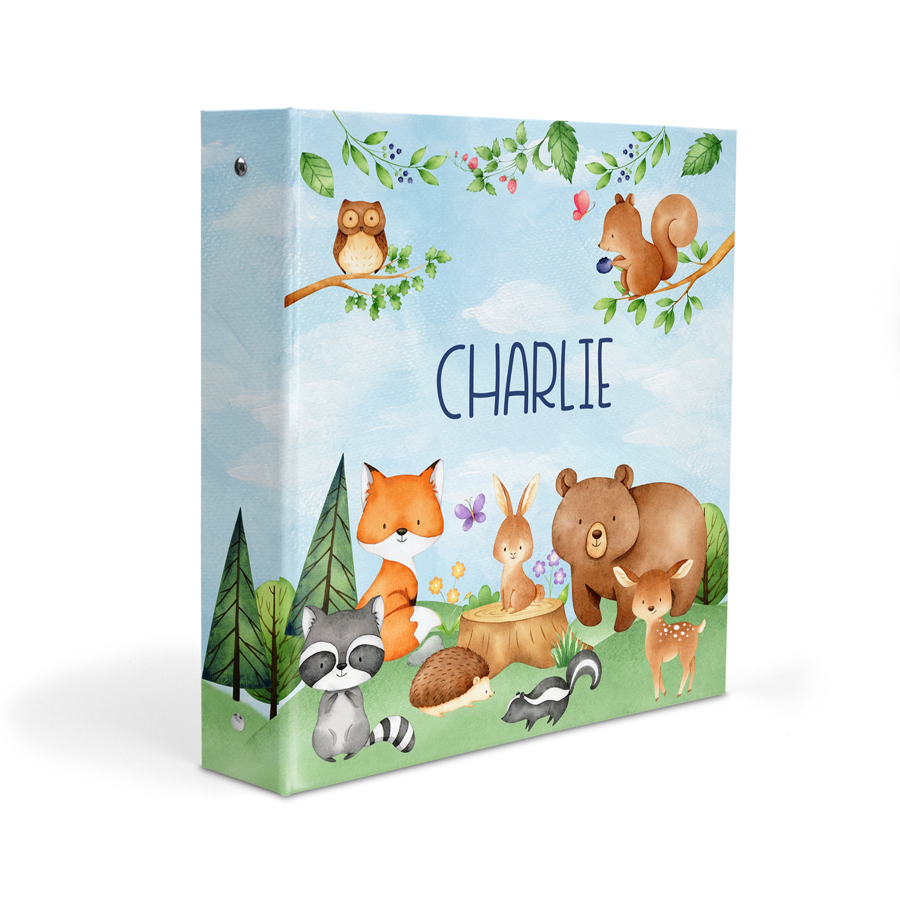 Woodland Animals Personalized Custom 2" 3 Ring Binder  School Office Supplies