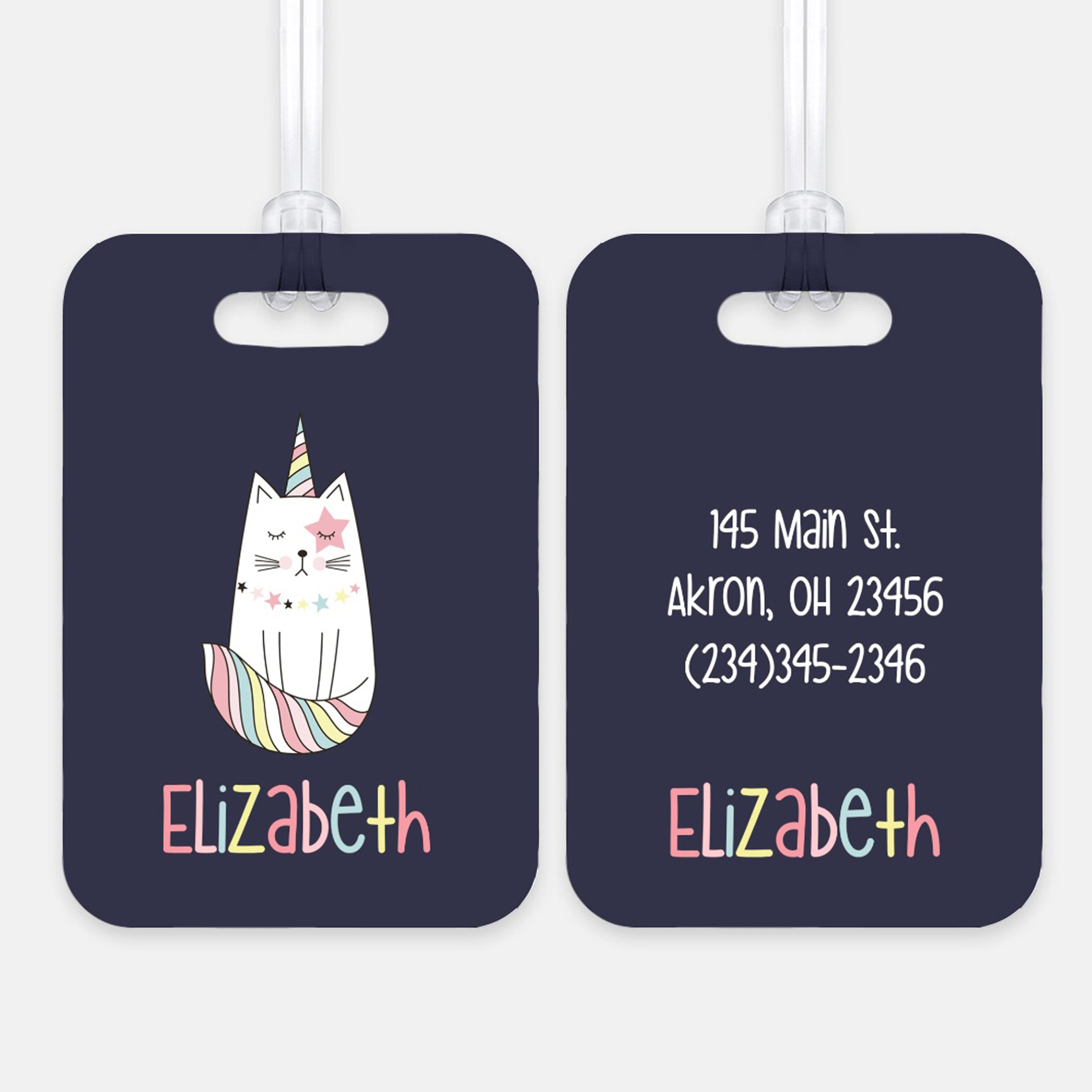 Cat Unicorn Caticorn Luggage Bag Tag Personalized CustomAluminum Tag