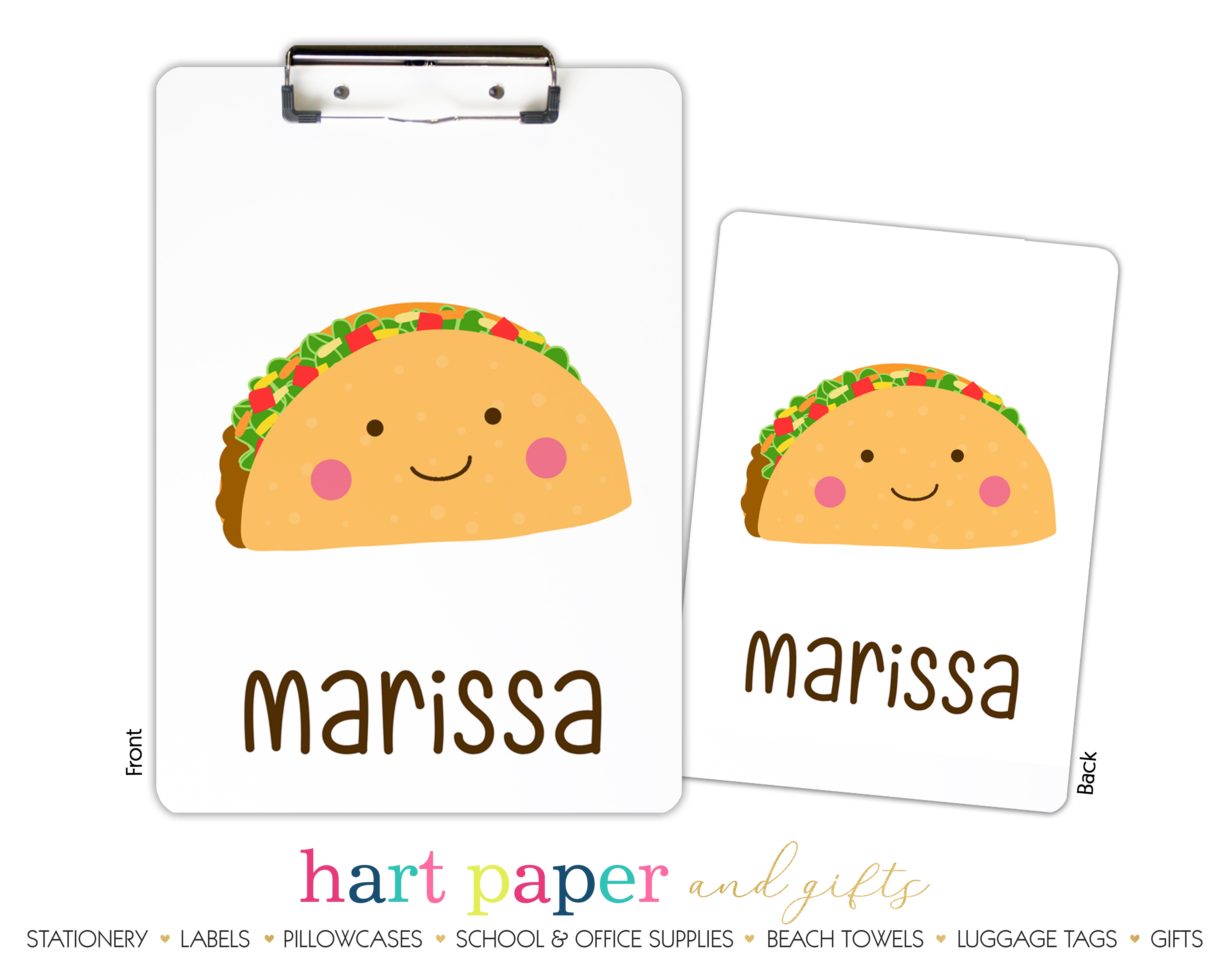 Taco Fiesta Personalized Custom Clipboard  School Office Supplies2 Sided Clipboard - Printing on Both Sides