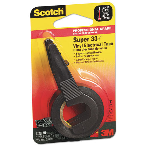 Super 33  Vinyl Electrical Tape With Dispenser, 1" Core, 0.5" X 5.5 Yds, Black