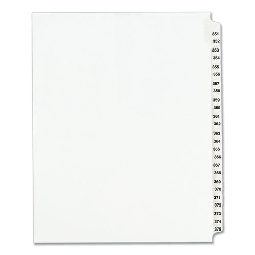 Preprinted Legal Exhibit Side Tab Index Dividers, Avery Style, 25-tab, 351 To 375, 11 X 8.5, White, 1 Set, (1344)