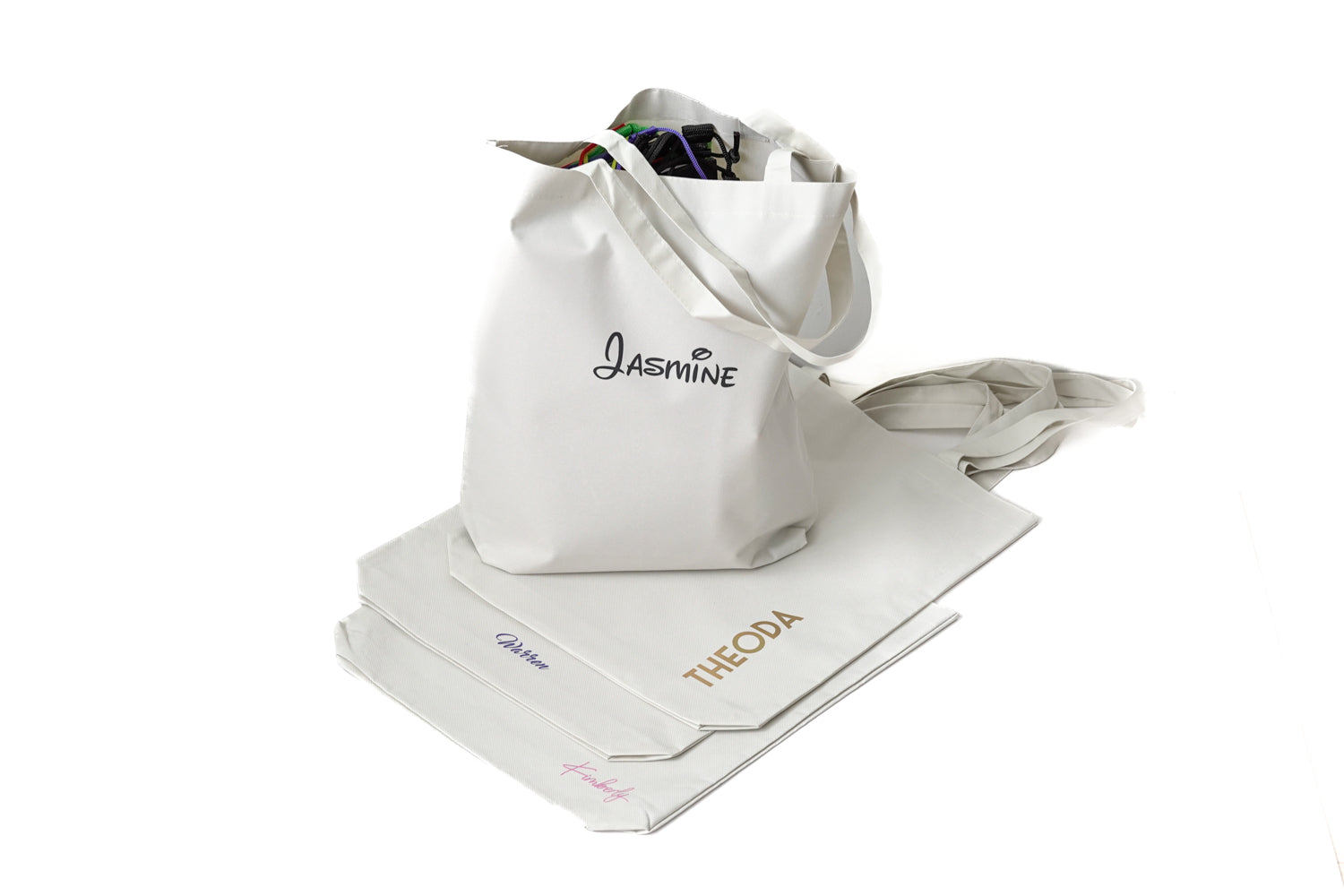 600D Tote Bag With Base (Name Printing)White / Small