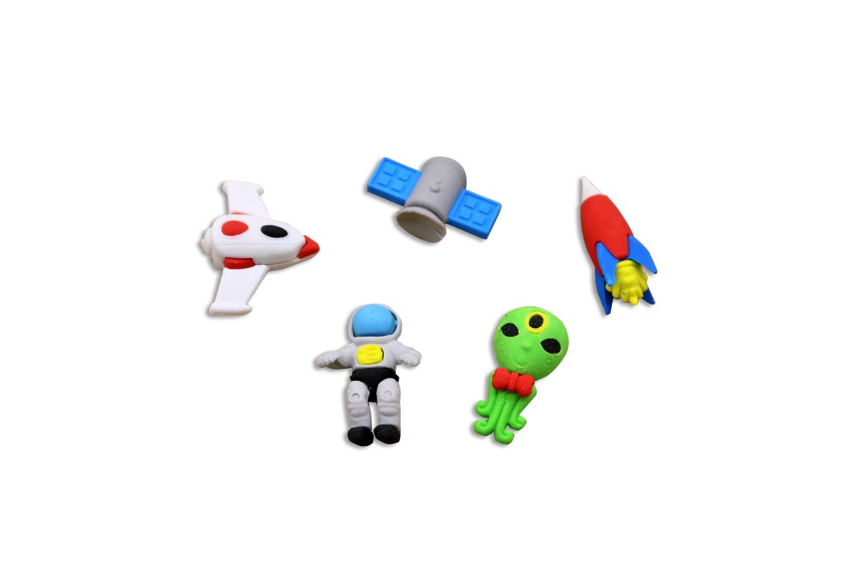 Astronaut Space Themed 4 Piece Eraser SetAssorted