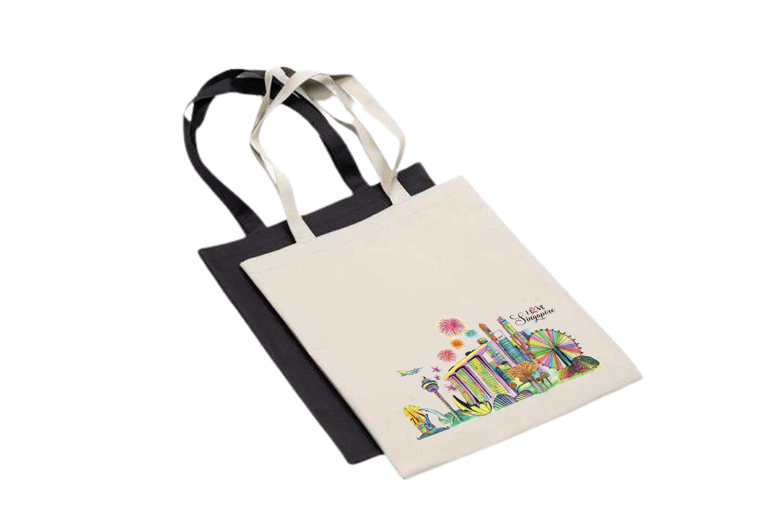 Full Colour Singapore Design 600D Tote Bag