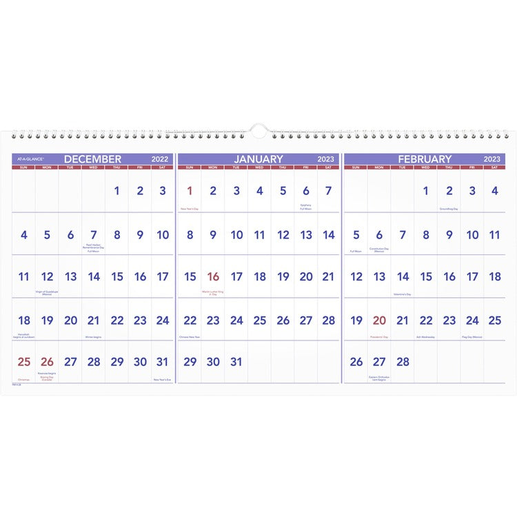 At-A-Glance 3-Month Horizontal Wall Calendar [SKU - AAGPM1428]EA