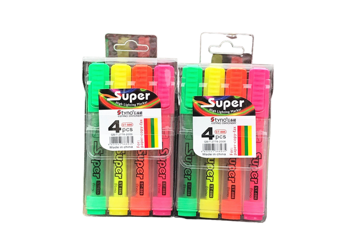 Neon 4-Colour Highlighter Set