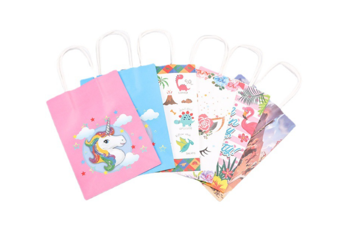 Whimsical Design Paper BagPink Unicorn