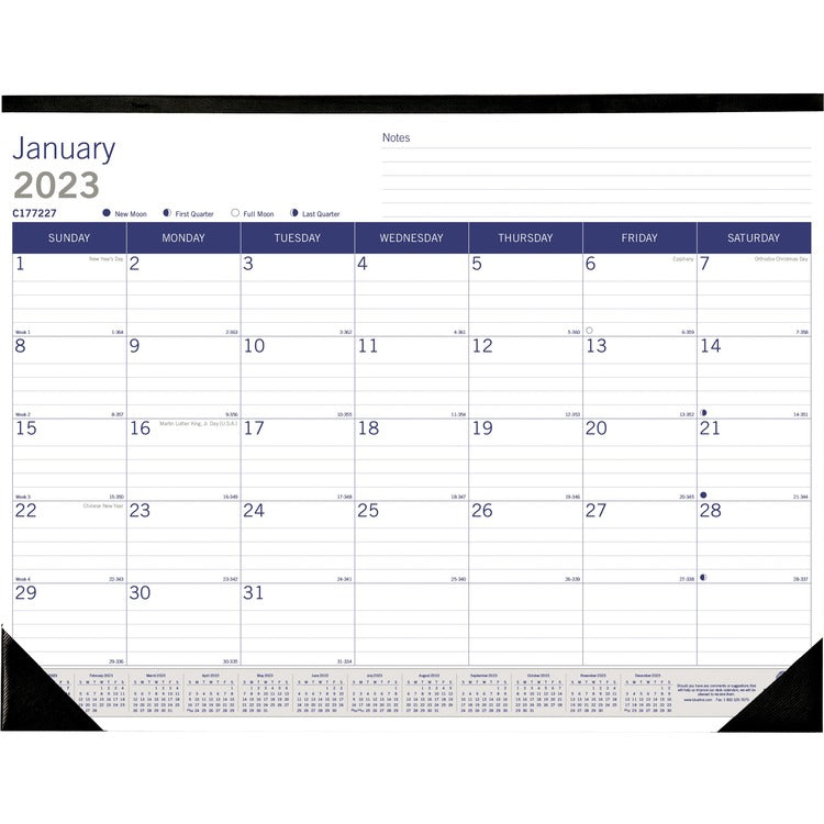 Blueline Blueline DuraGlobe Monthly Desk Pad Calendar [SKU - REDC177227]EA