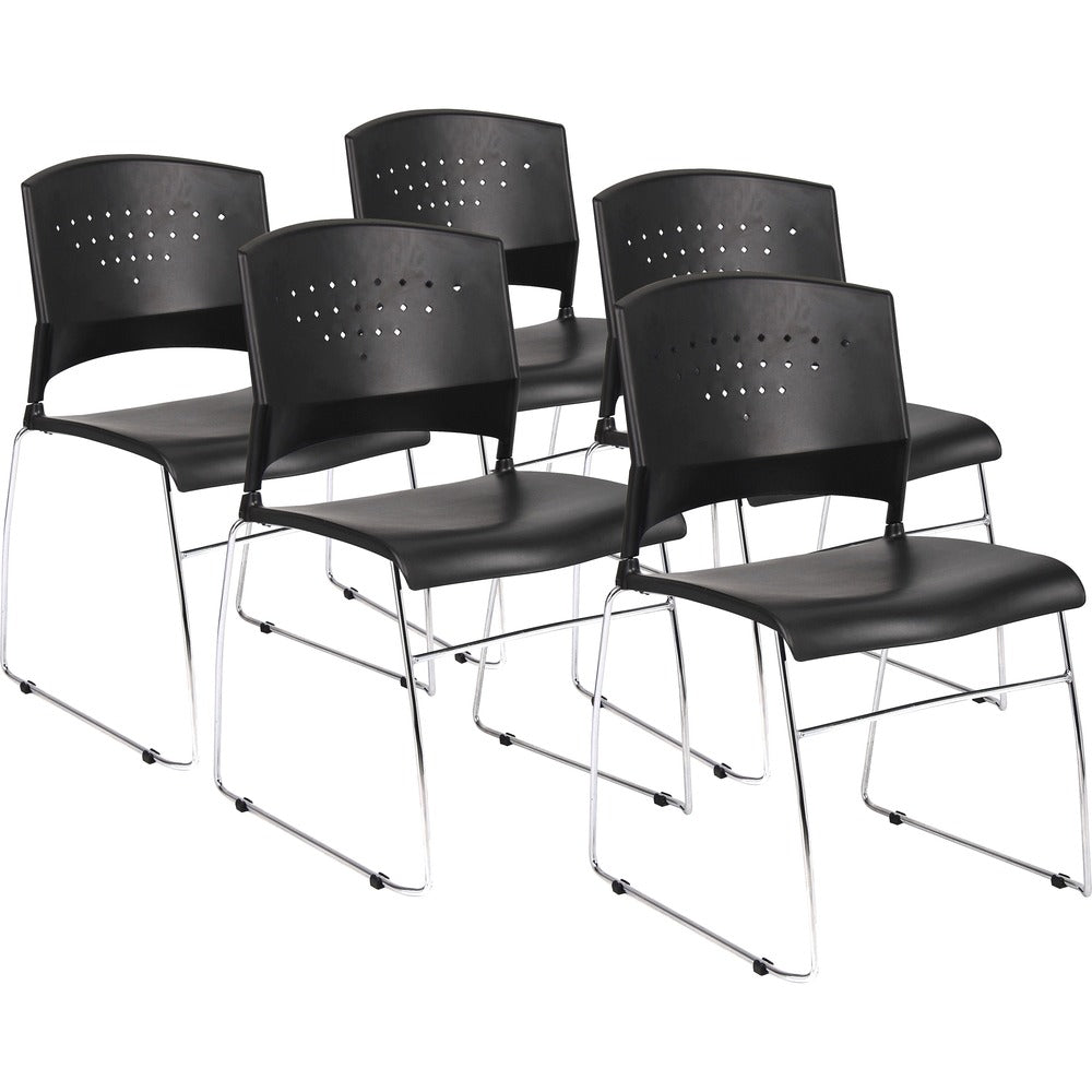 Boss Black Stack Chair With Chrome Frame 5 Pcs Pack [SKU - BOPB1400BK5]CT